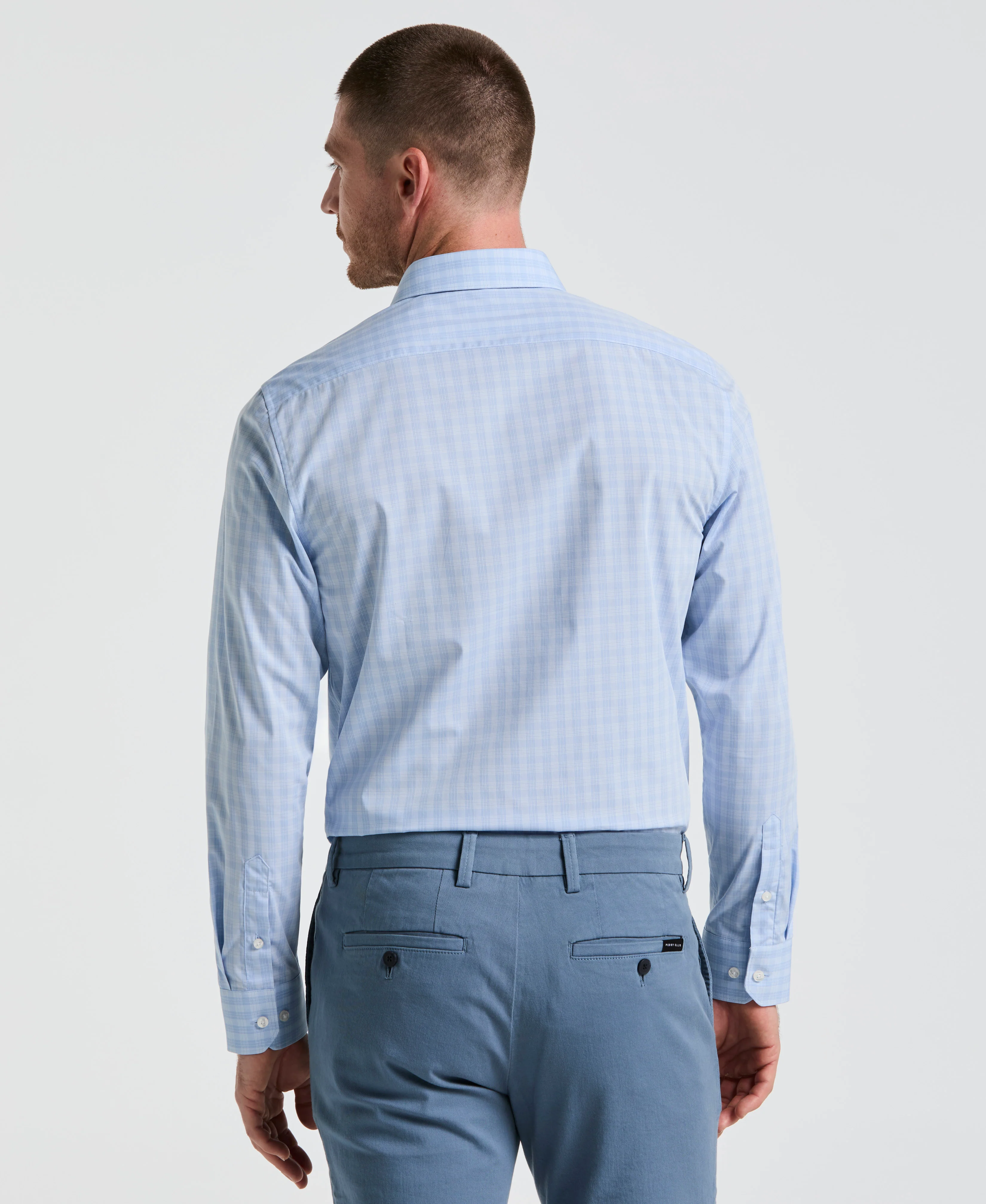 Slim Fit Stretch Plaid Dress Shirt