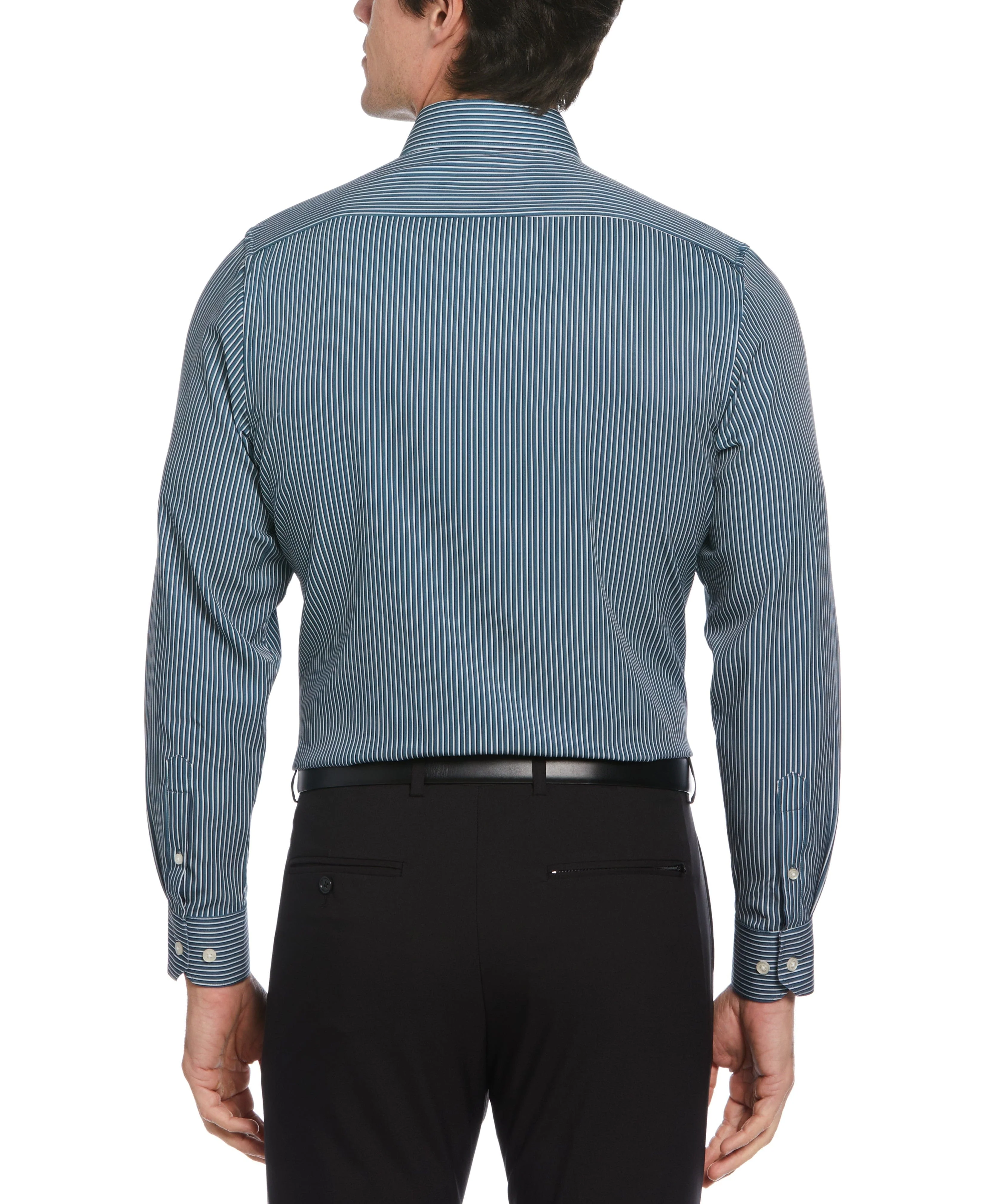 Slim Fit Total Stretch Tri-Color Striped Print Dress Shirt