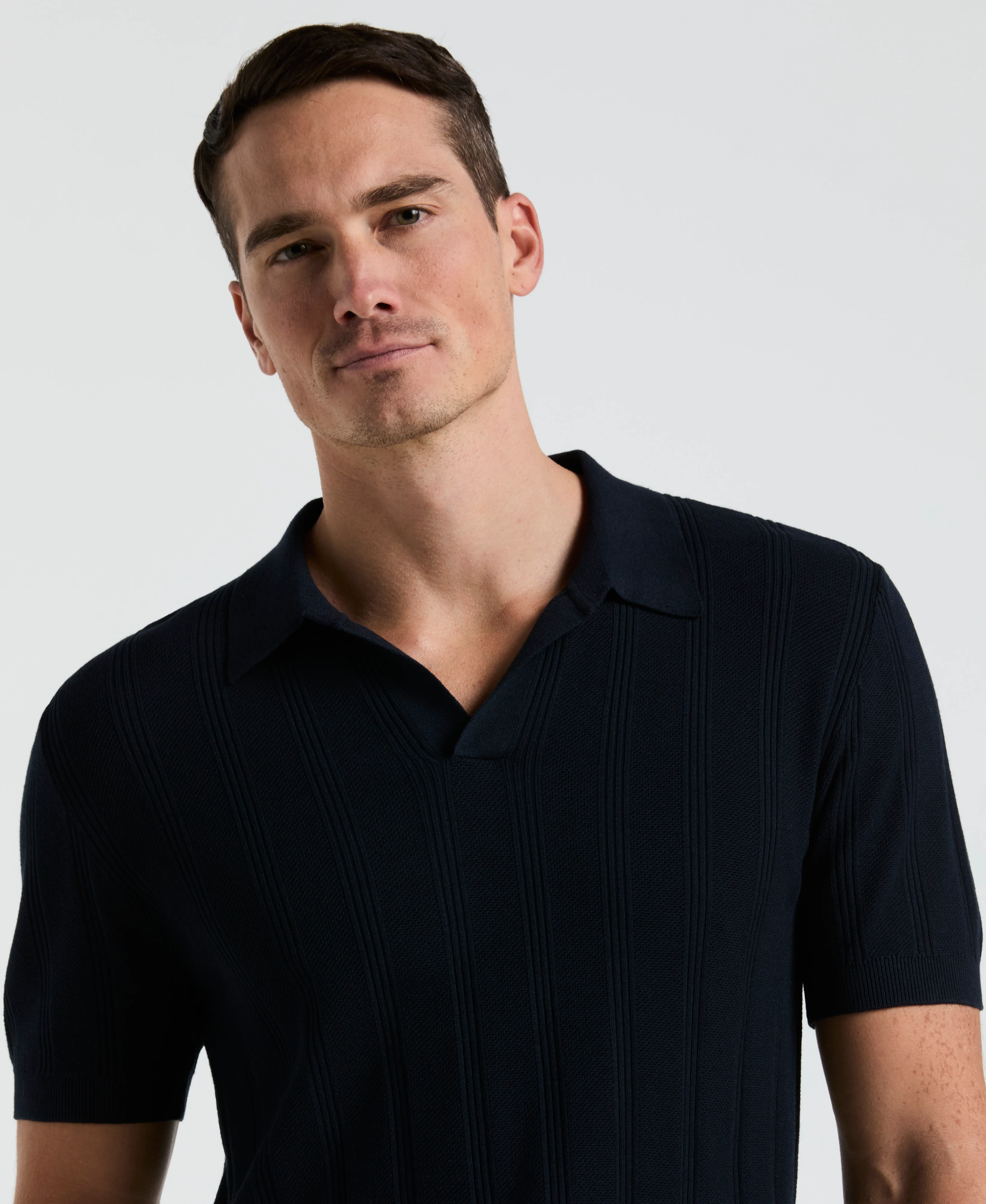 Mesh Stripe Sweater Polo