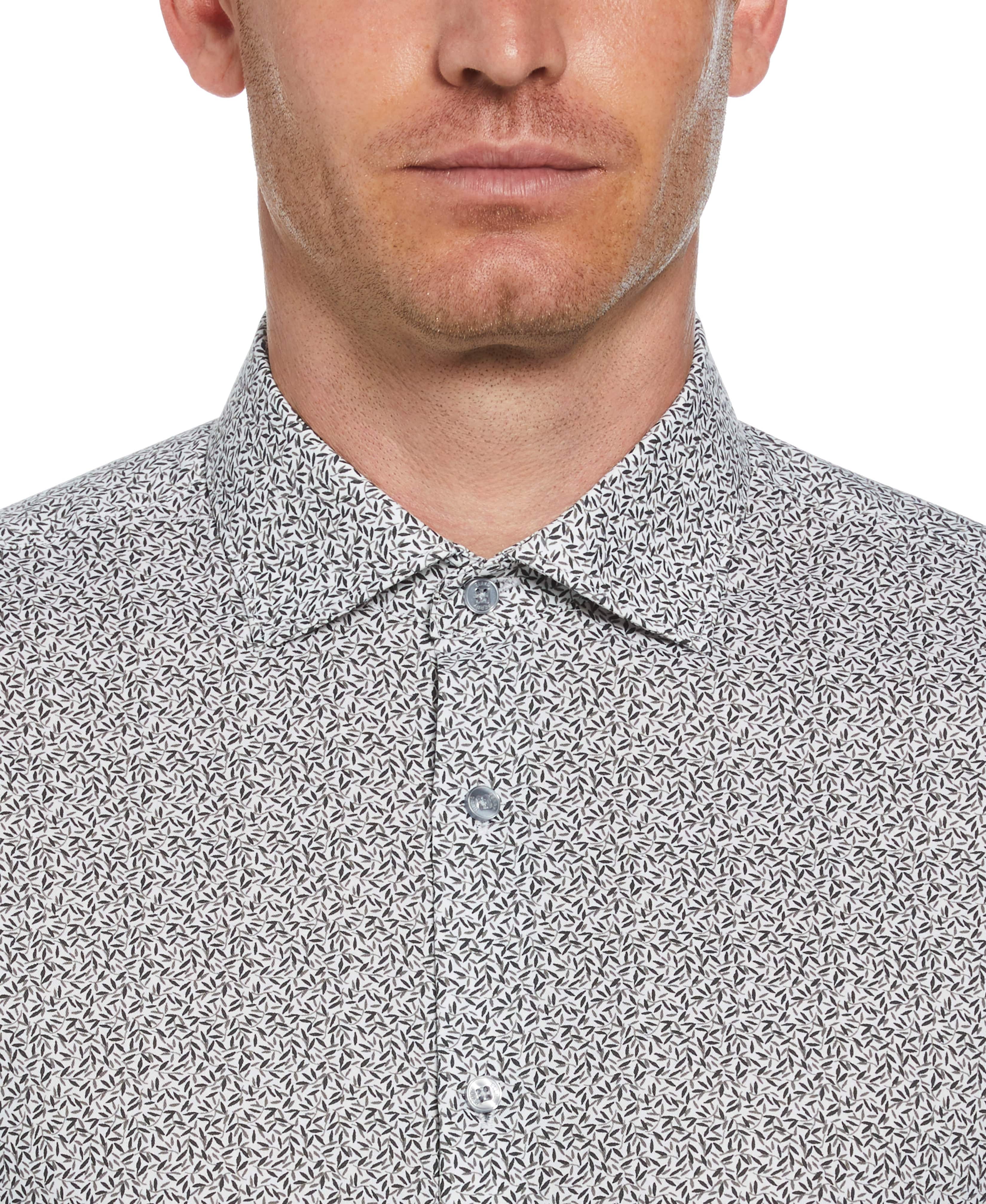 Slim Fit Button-Down Camo Floral Pattern Dress Shirt