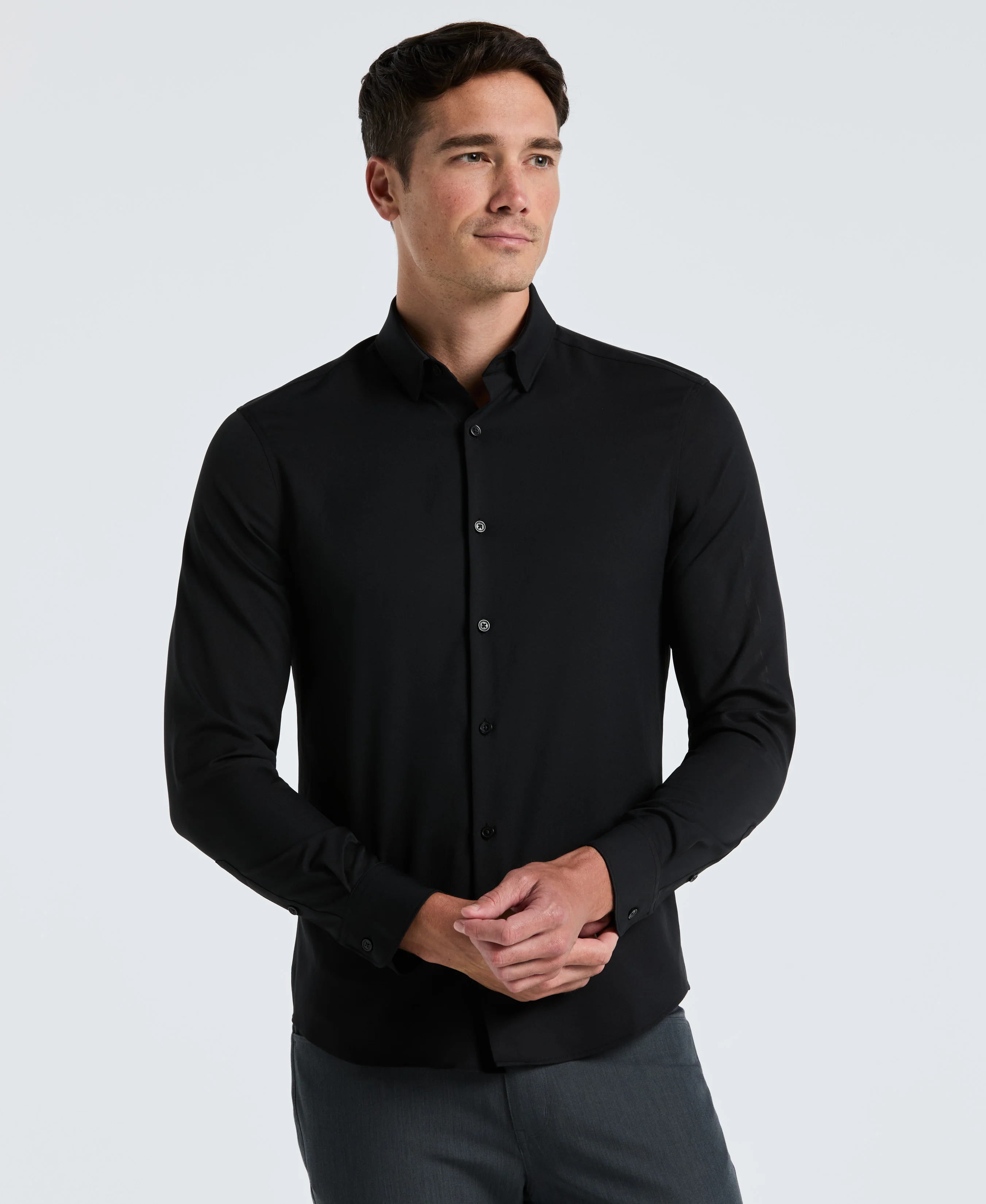Untucked Total Stretch Slim Fit Shirt - Black