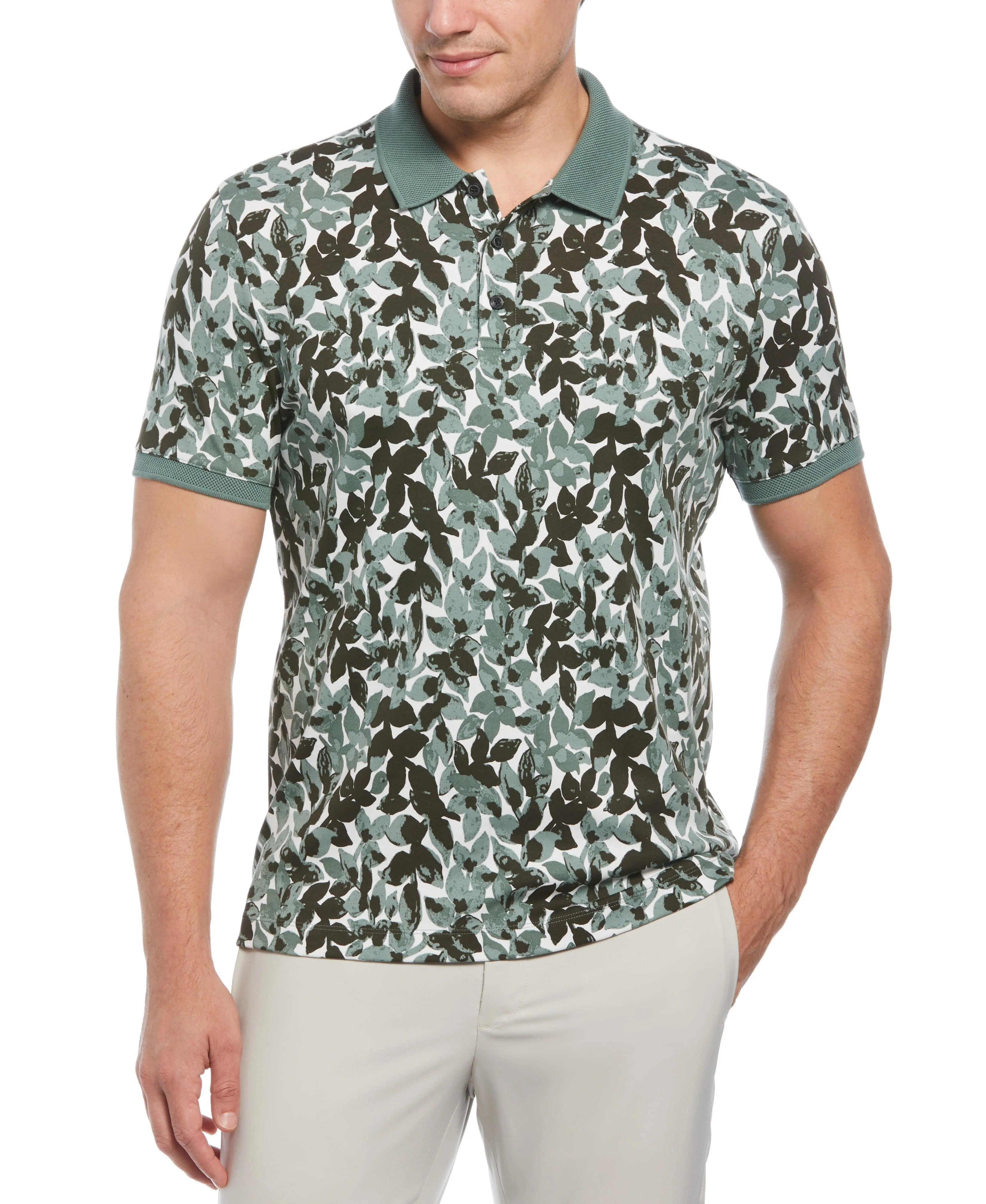 Cotton Leaf Print Polo
