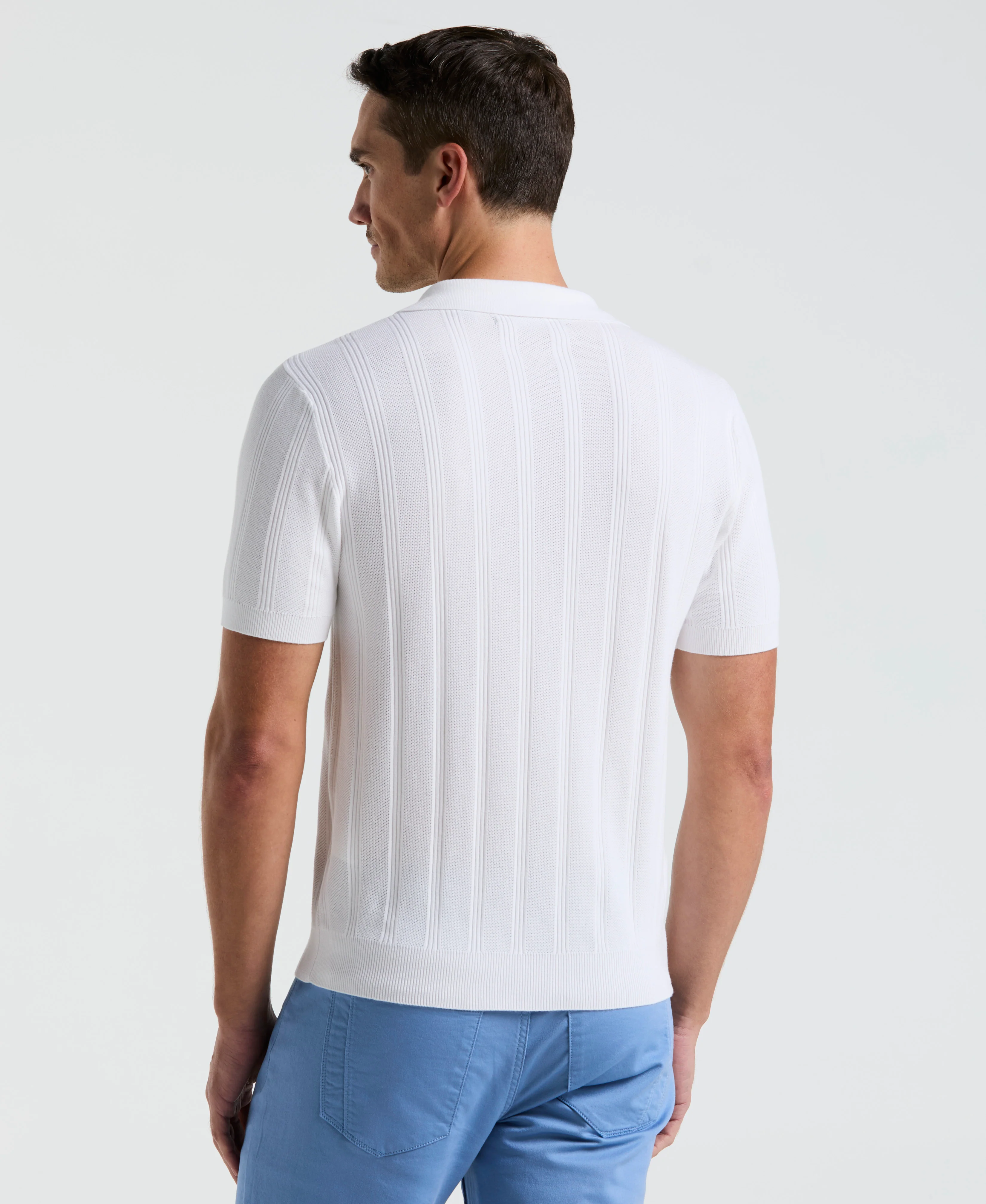 Mesh Stripe Sweater Polo