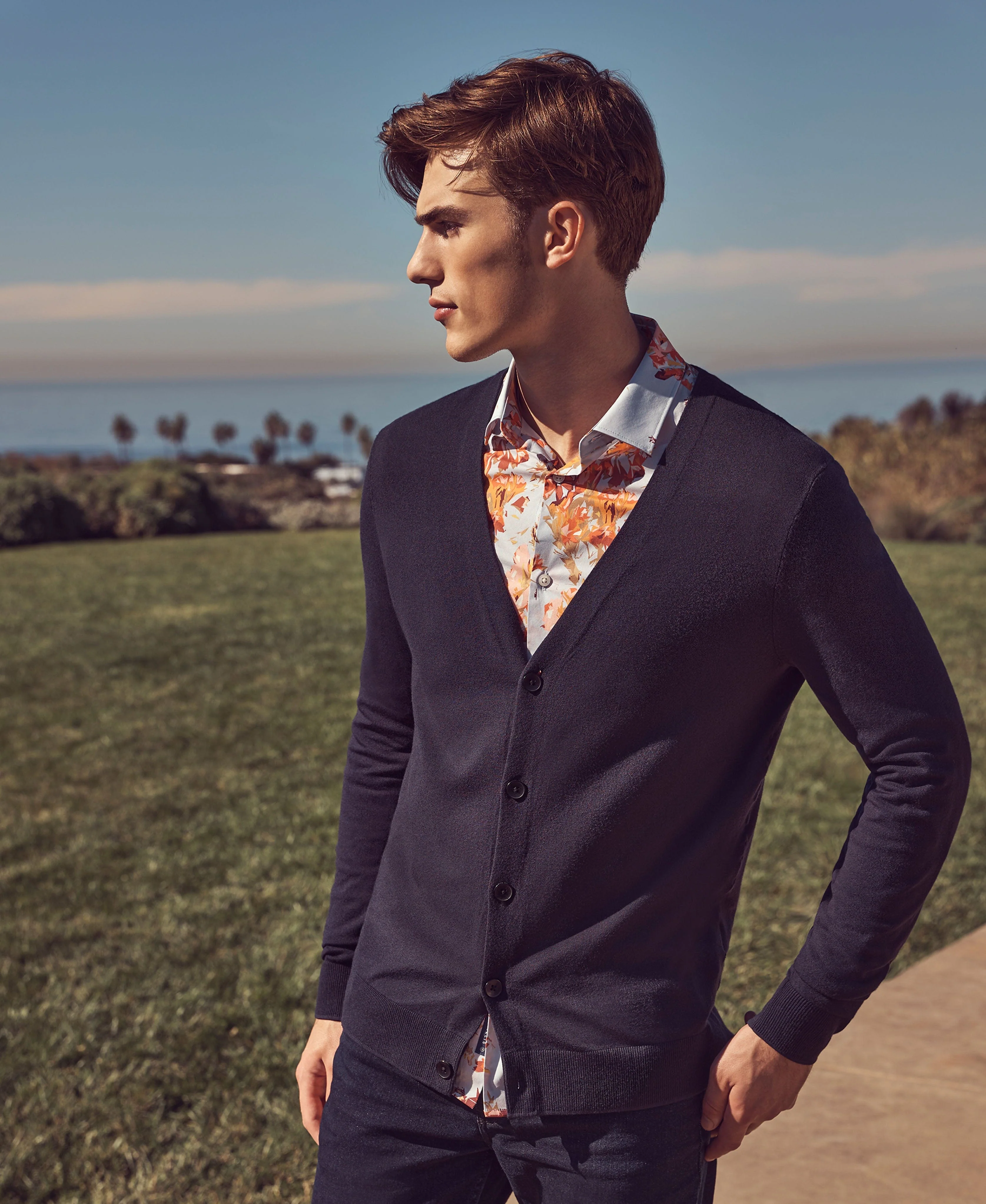 Multi-Color Floral Print Stretch Shirt