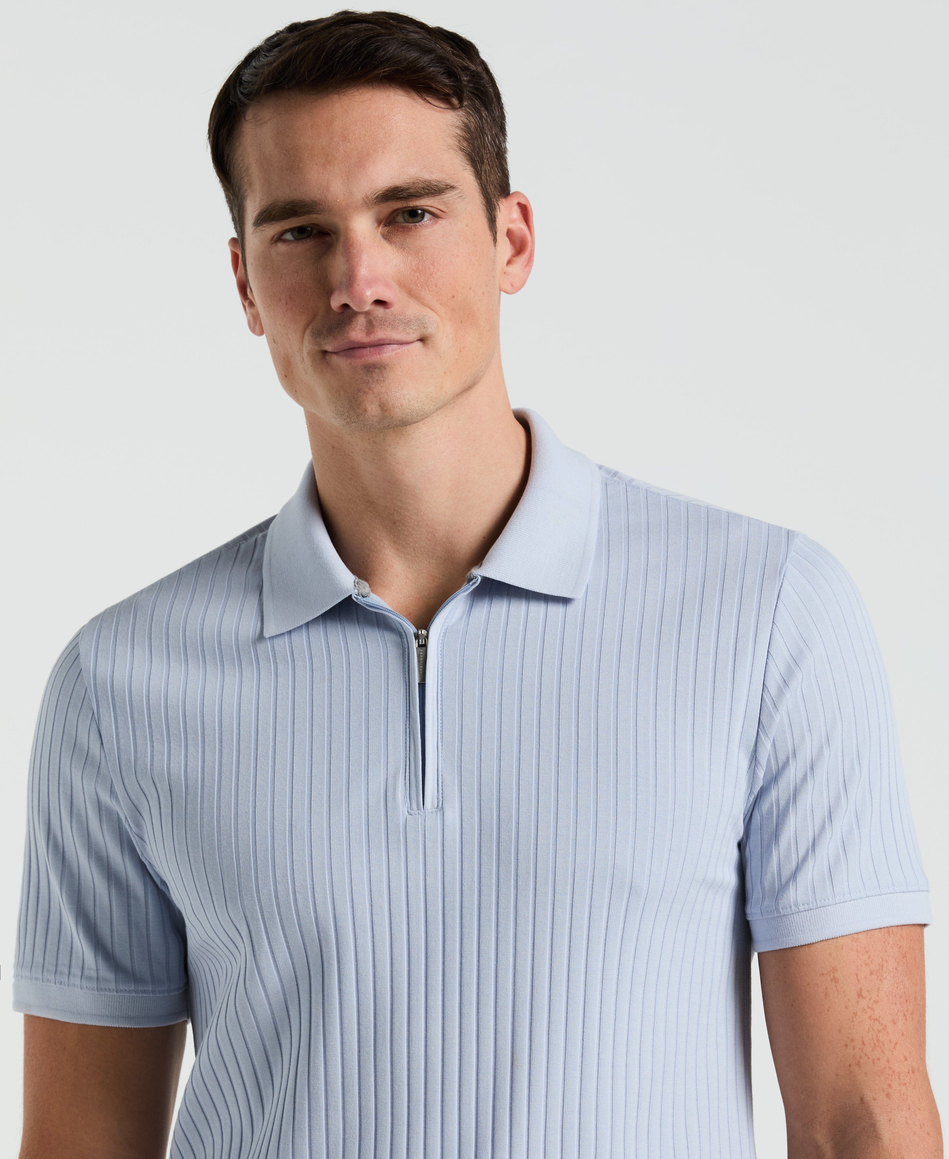 Ribbed Quarter Zip Polo