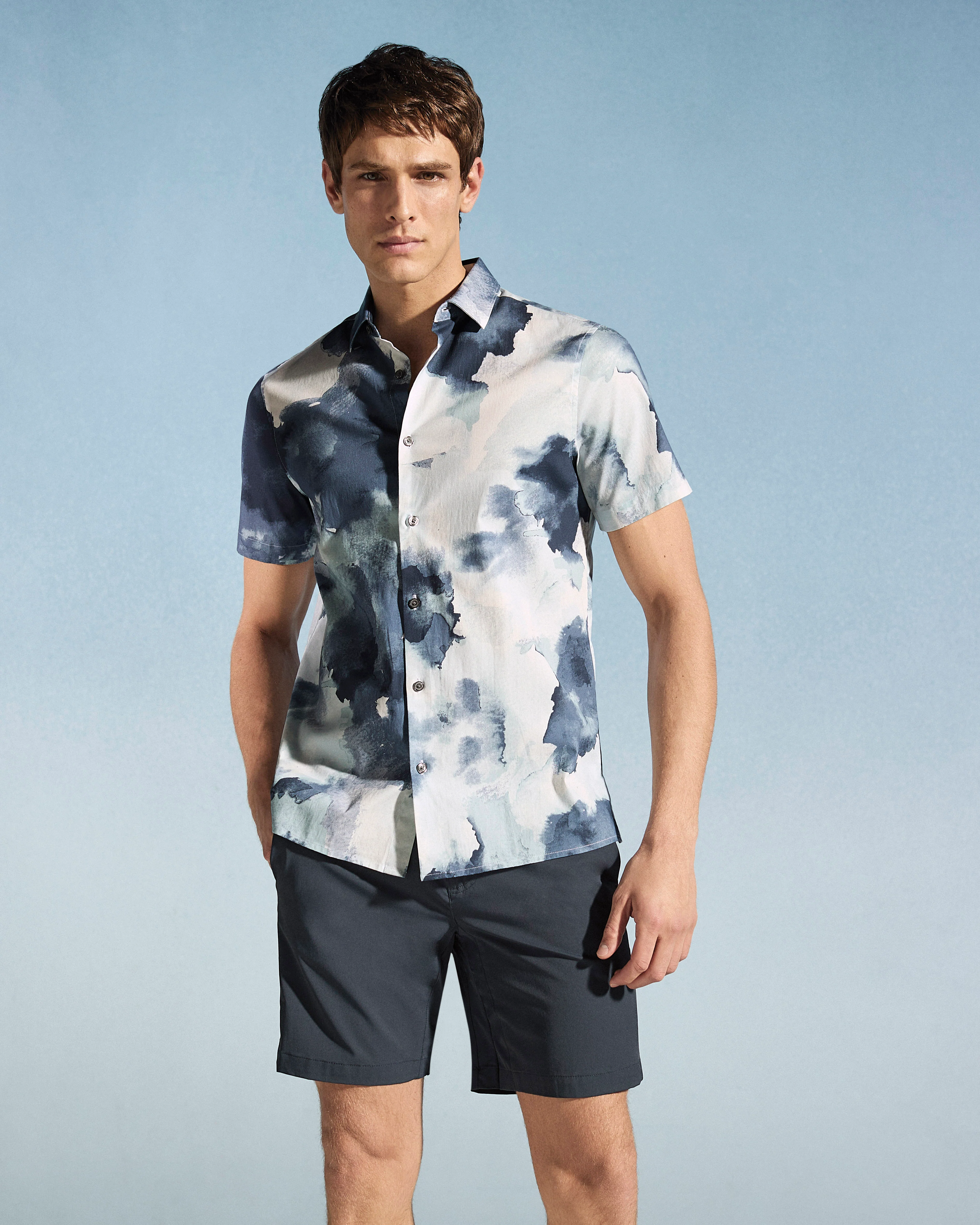 Poplin Watercolor Print Shirt