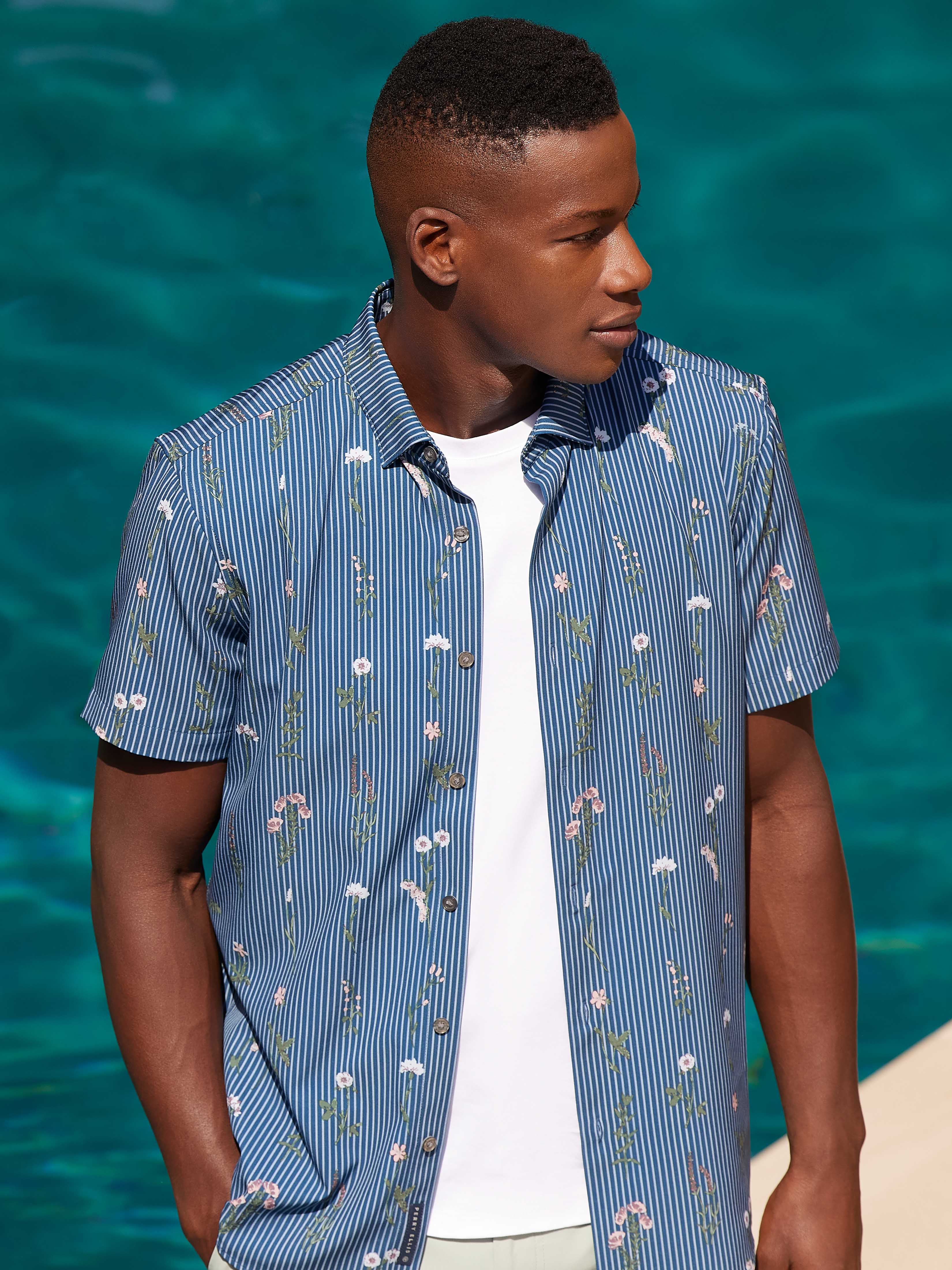 Total Stretch Slim Fit Floral Print Shirt