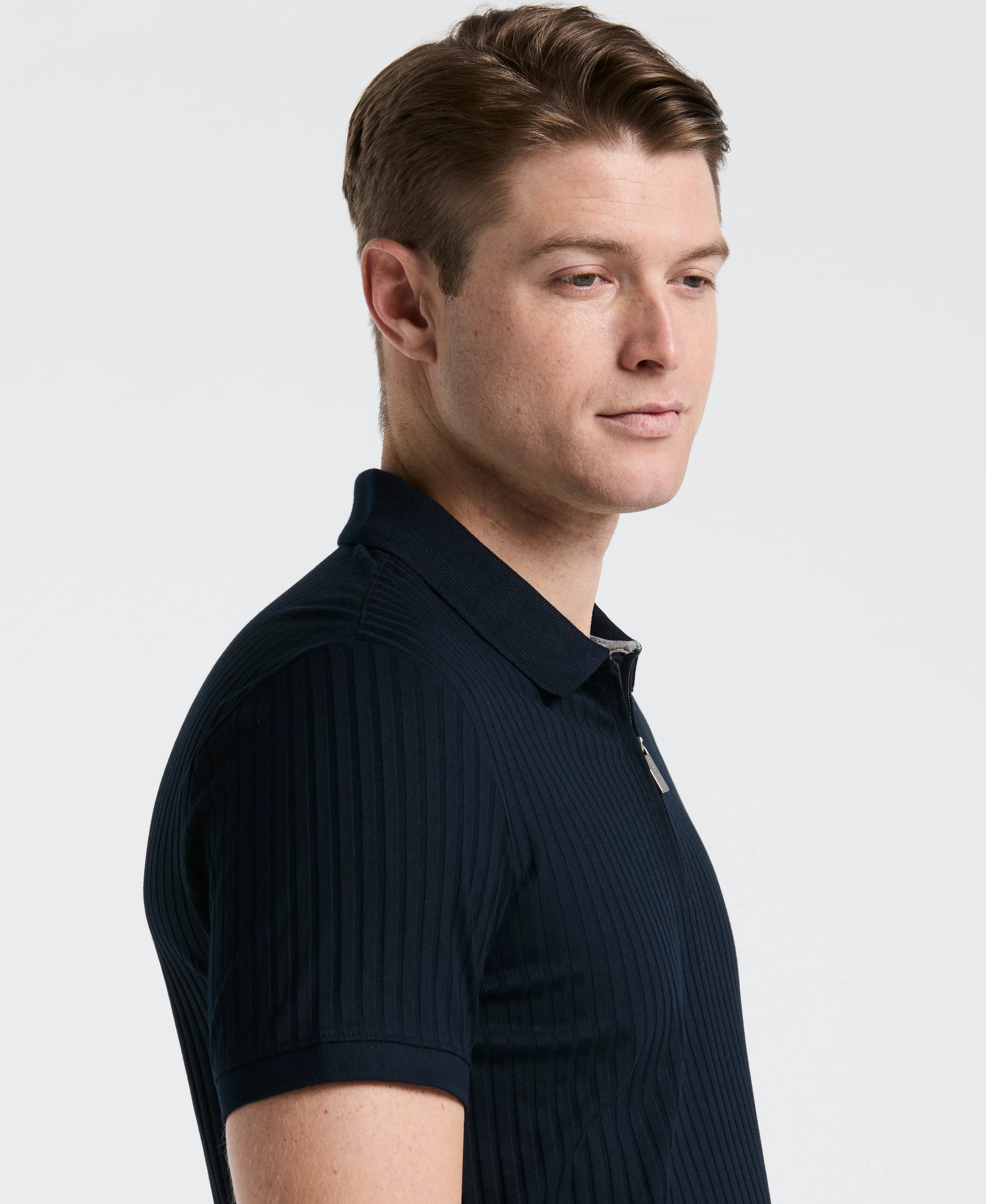 Ribbed Quarter Zip Polo