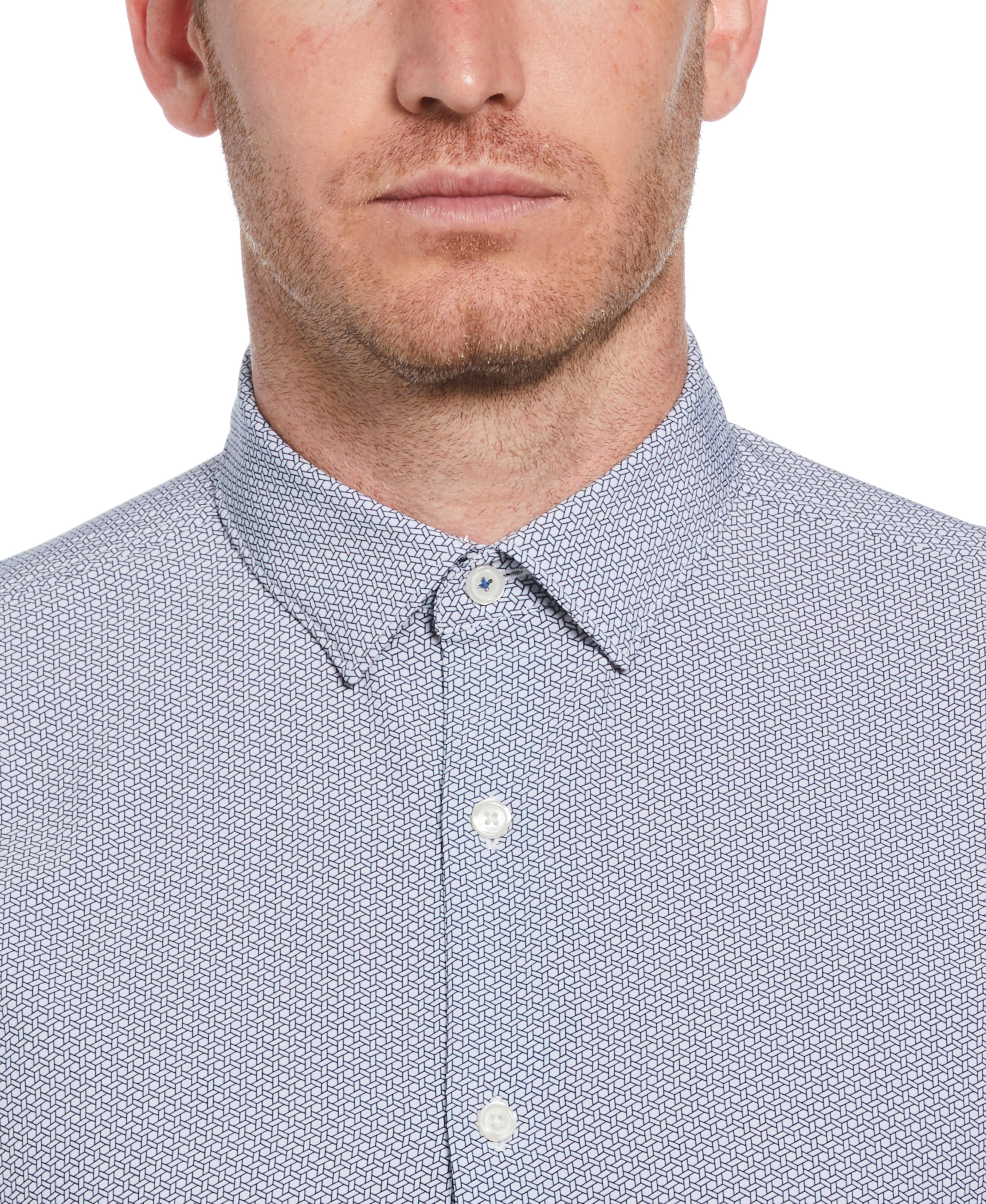 Slim Fit Button-Down Geo Print Shirt