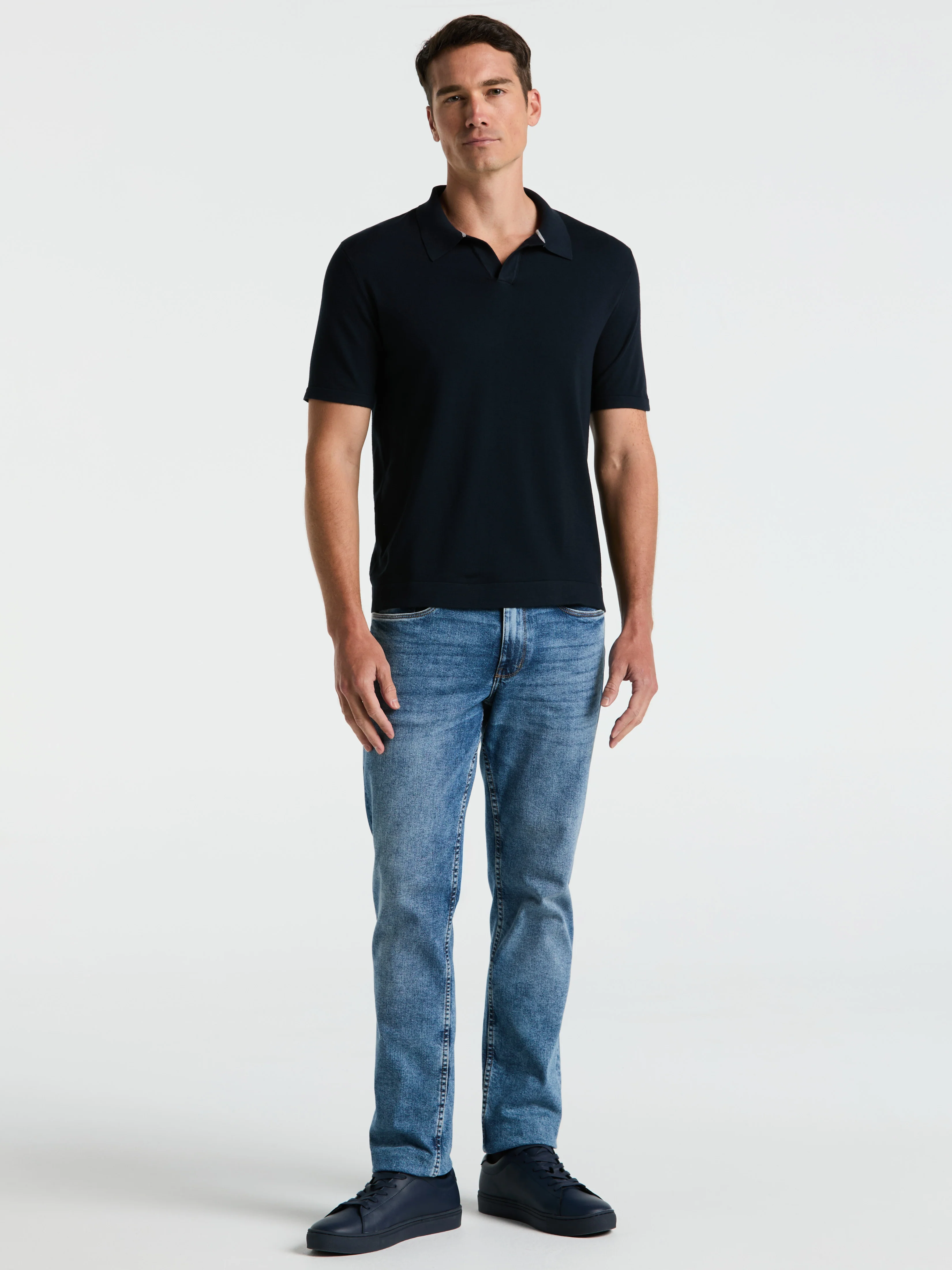 Tech Knit Open Polo Sweater