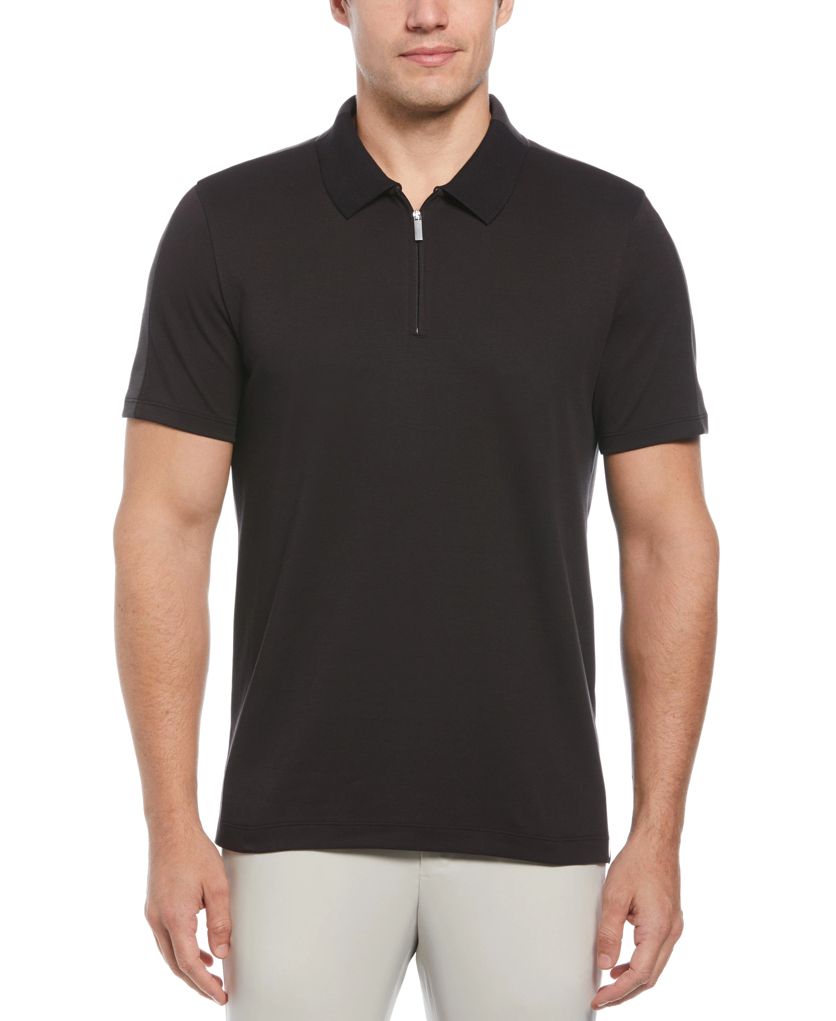 Split Black Zip Polo