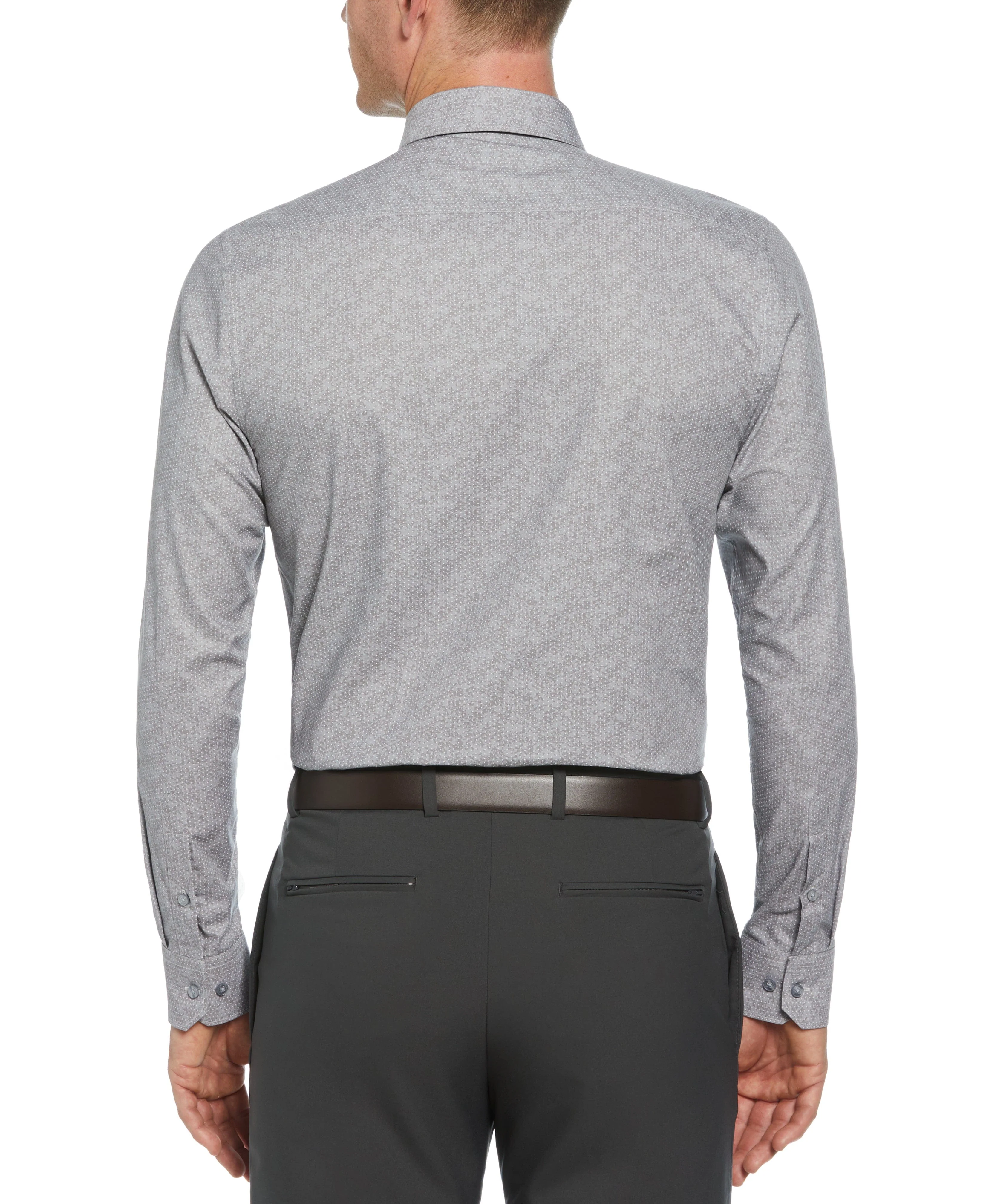 Slim Fit Pindot Button-Down on Floral Pattern Dress Shirt