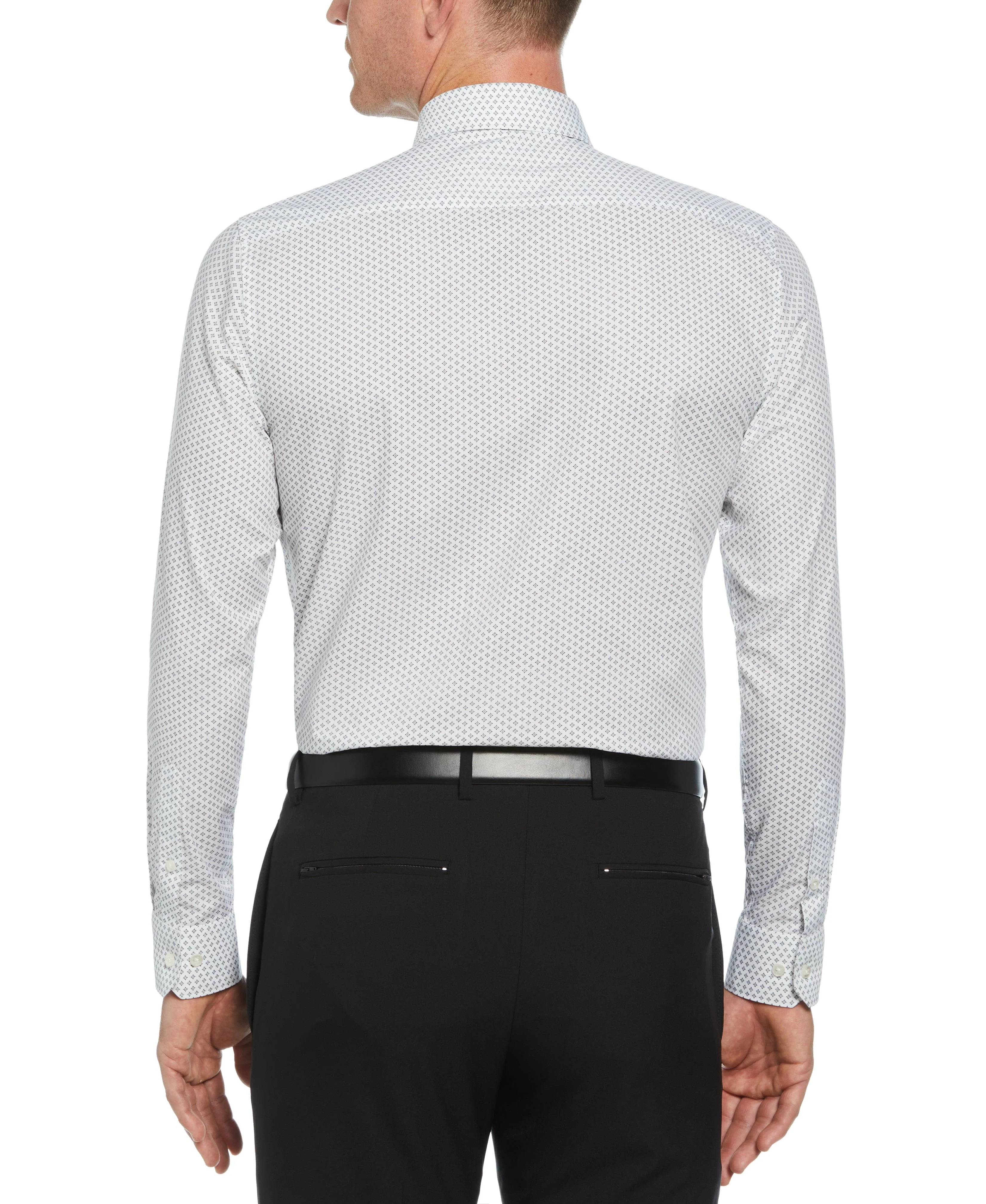 Slim Fit Button-Down Mini Geo Pattern Dress Shirt