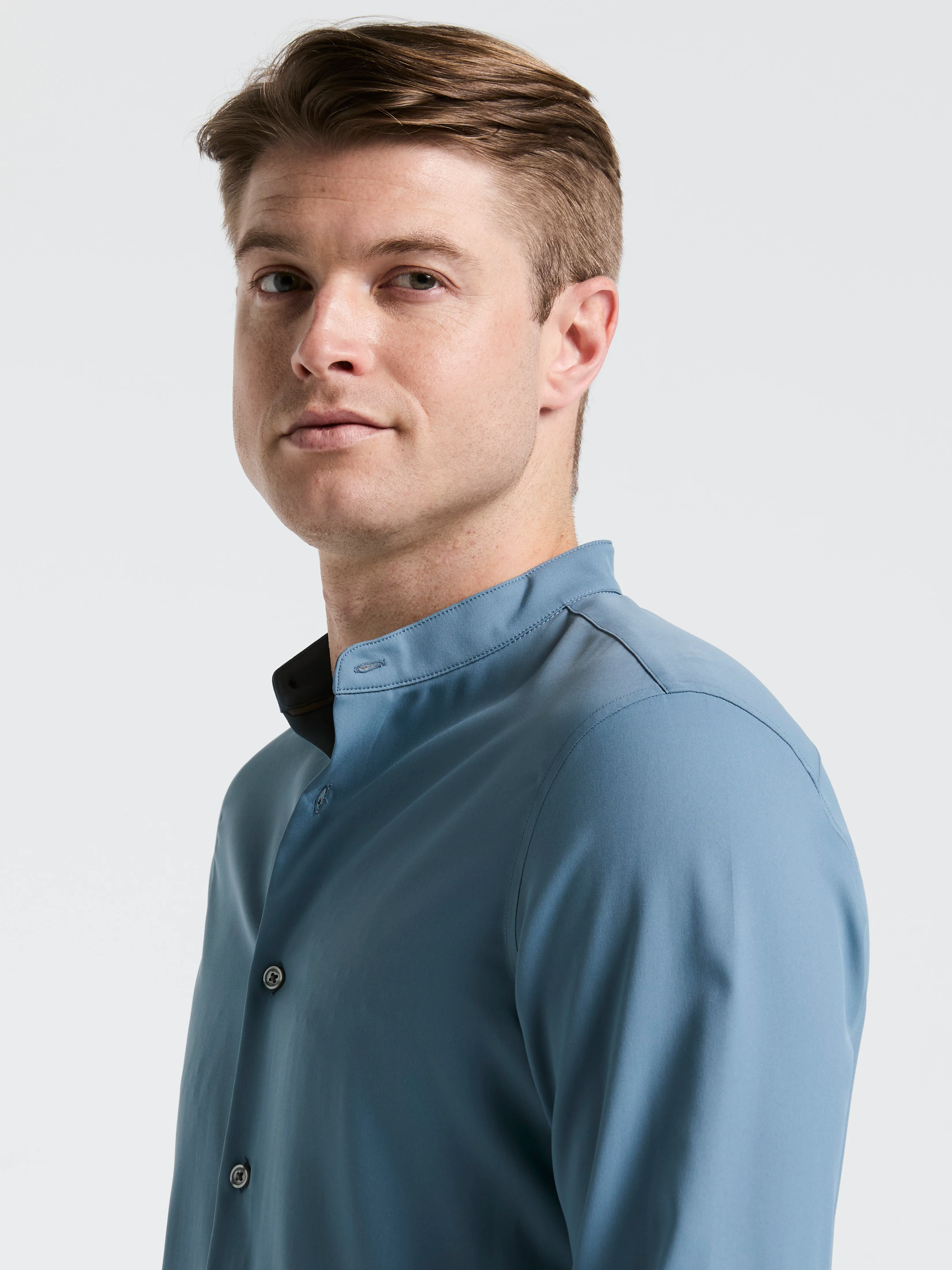 Untucked Total Stretch Slim Fit Banded Collar Shirt