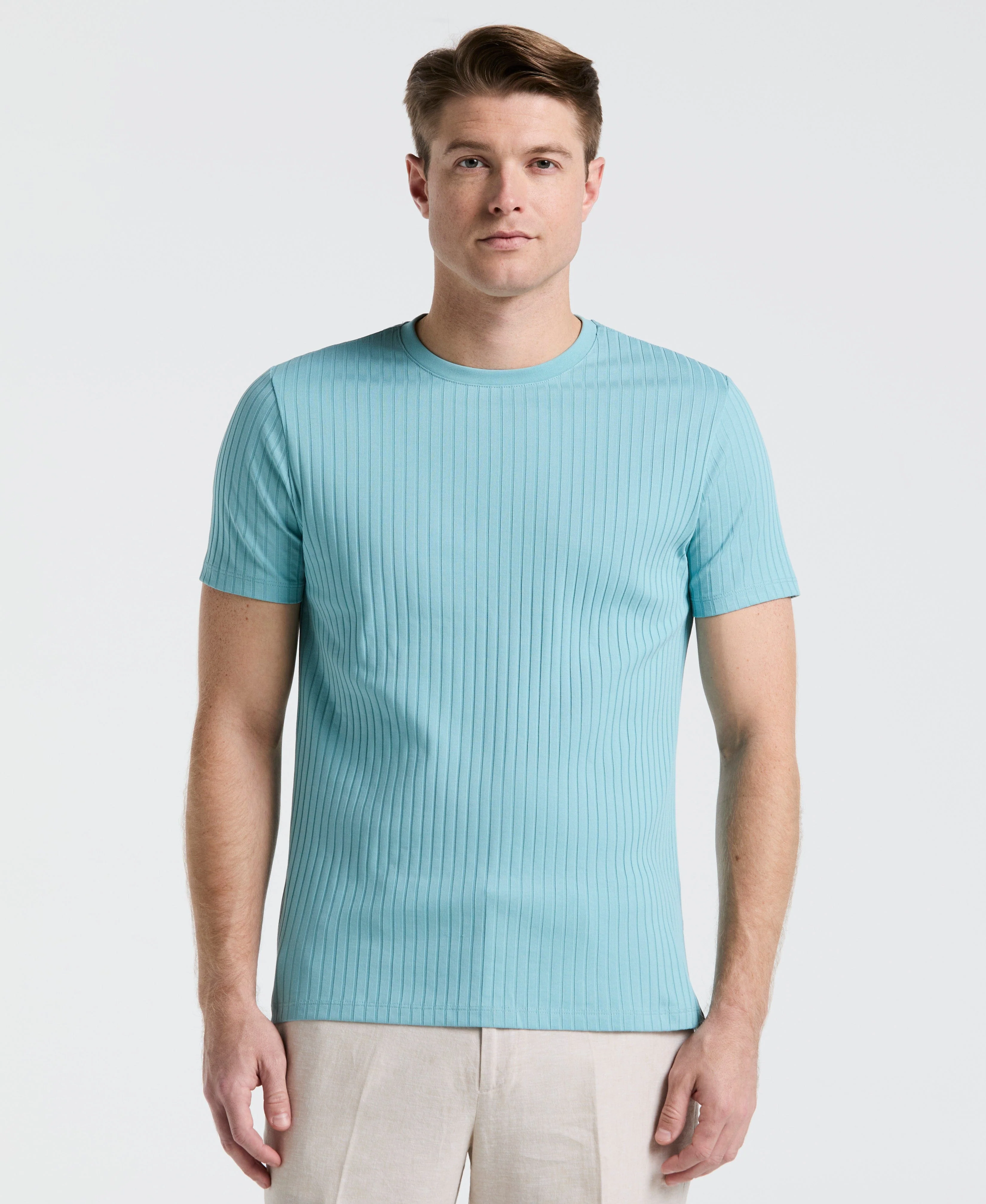 Rib Knit Crew Neck Tee