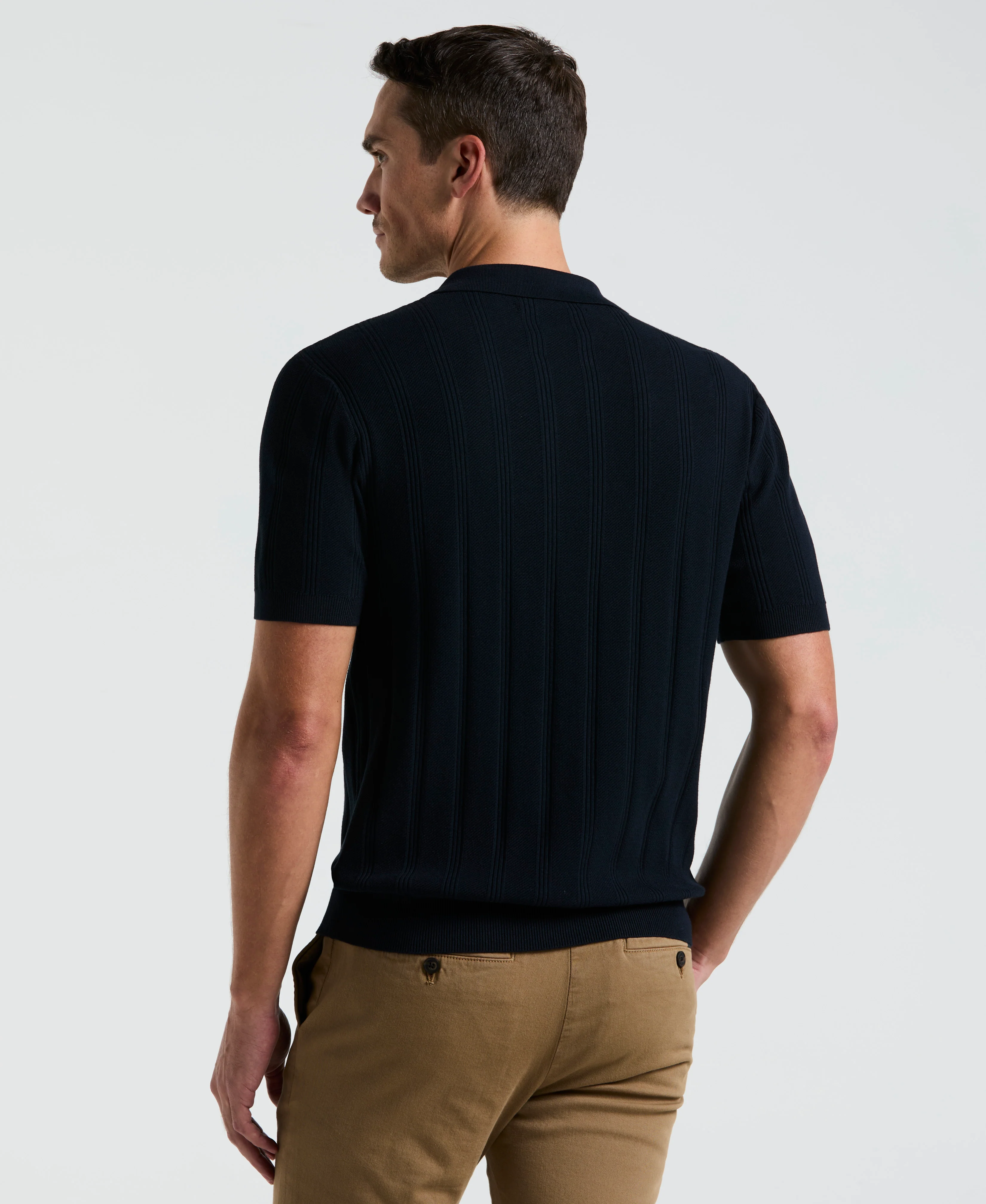 Mesh Stripe Sweater Polo