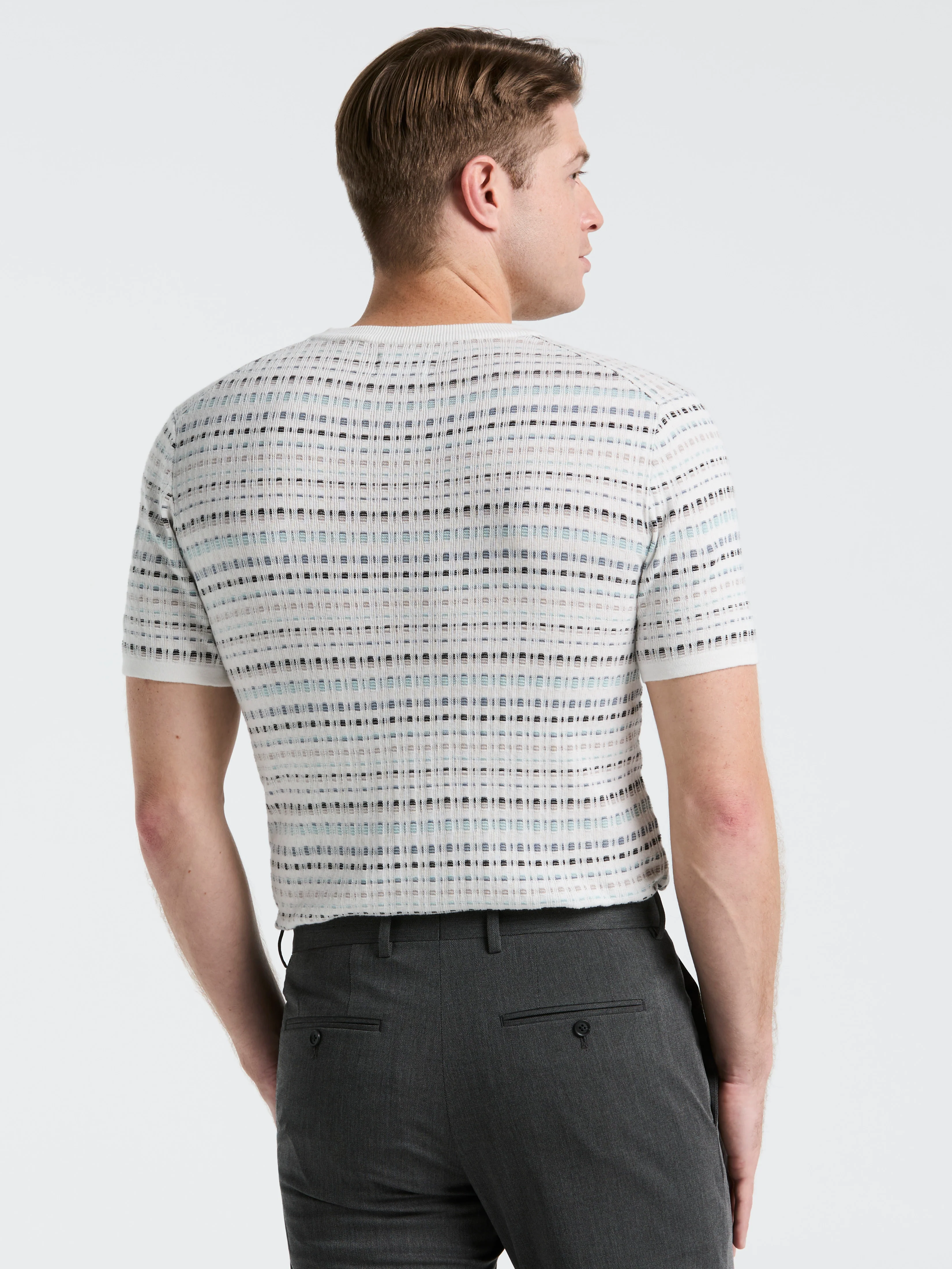 Multi Color Geometric Print Crew Sweater