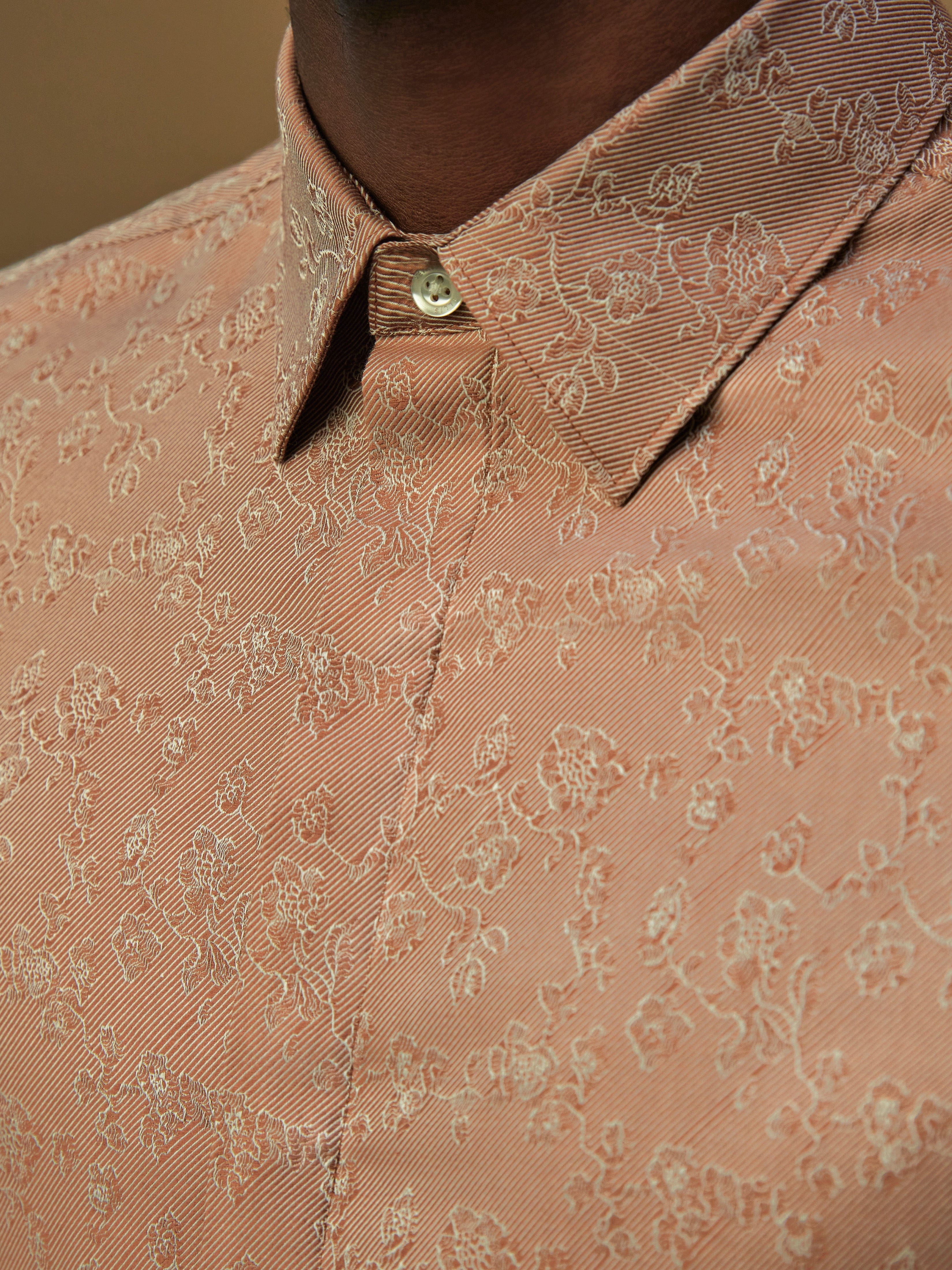 Slim Fit Jacquard Floral Print Shirt