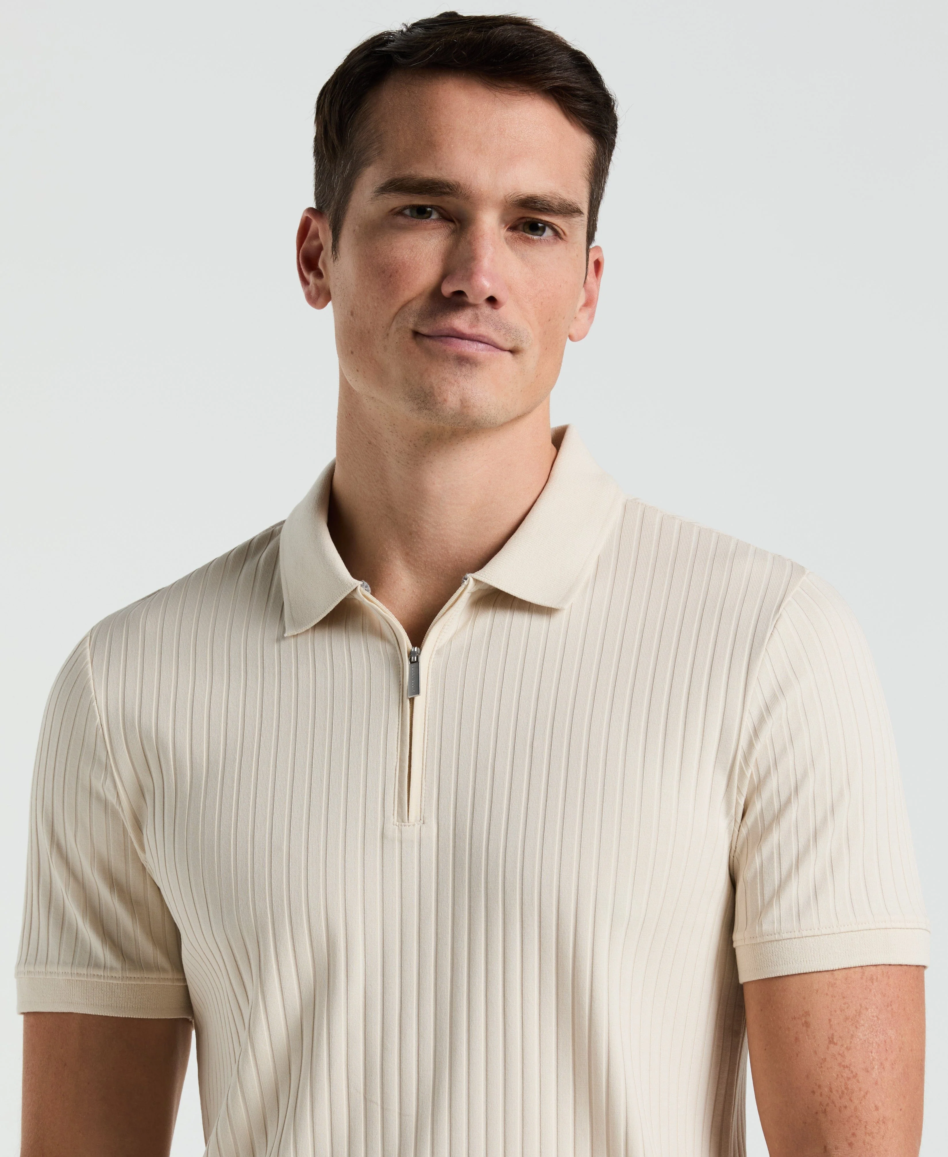 Ribbed Quarter Zip Polo