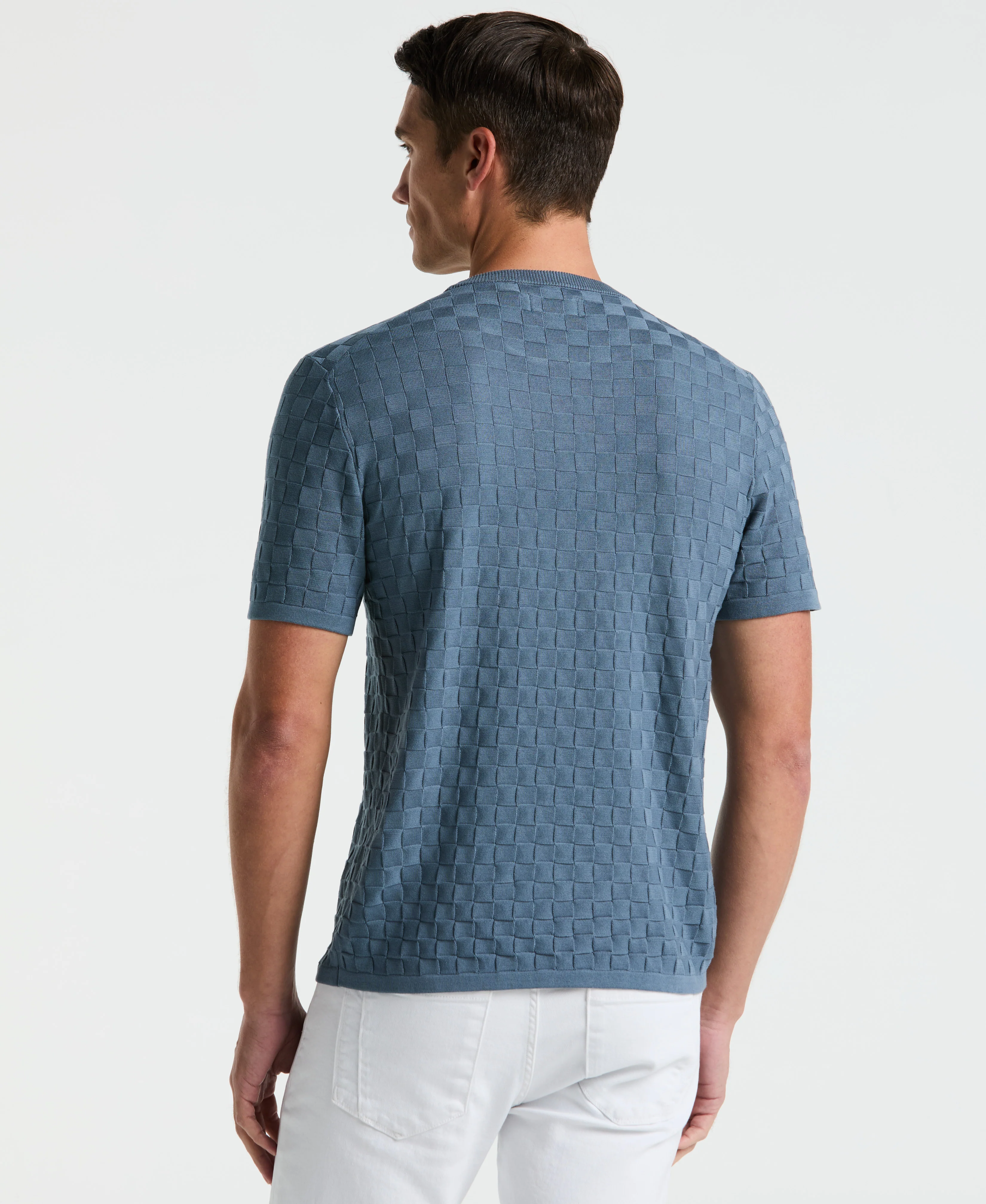 Square Pattern Crew Neck Sweater Tee