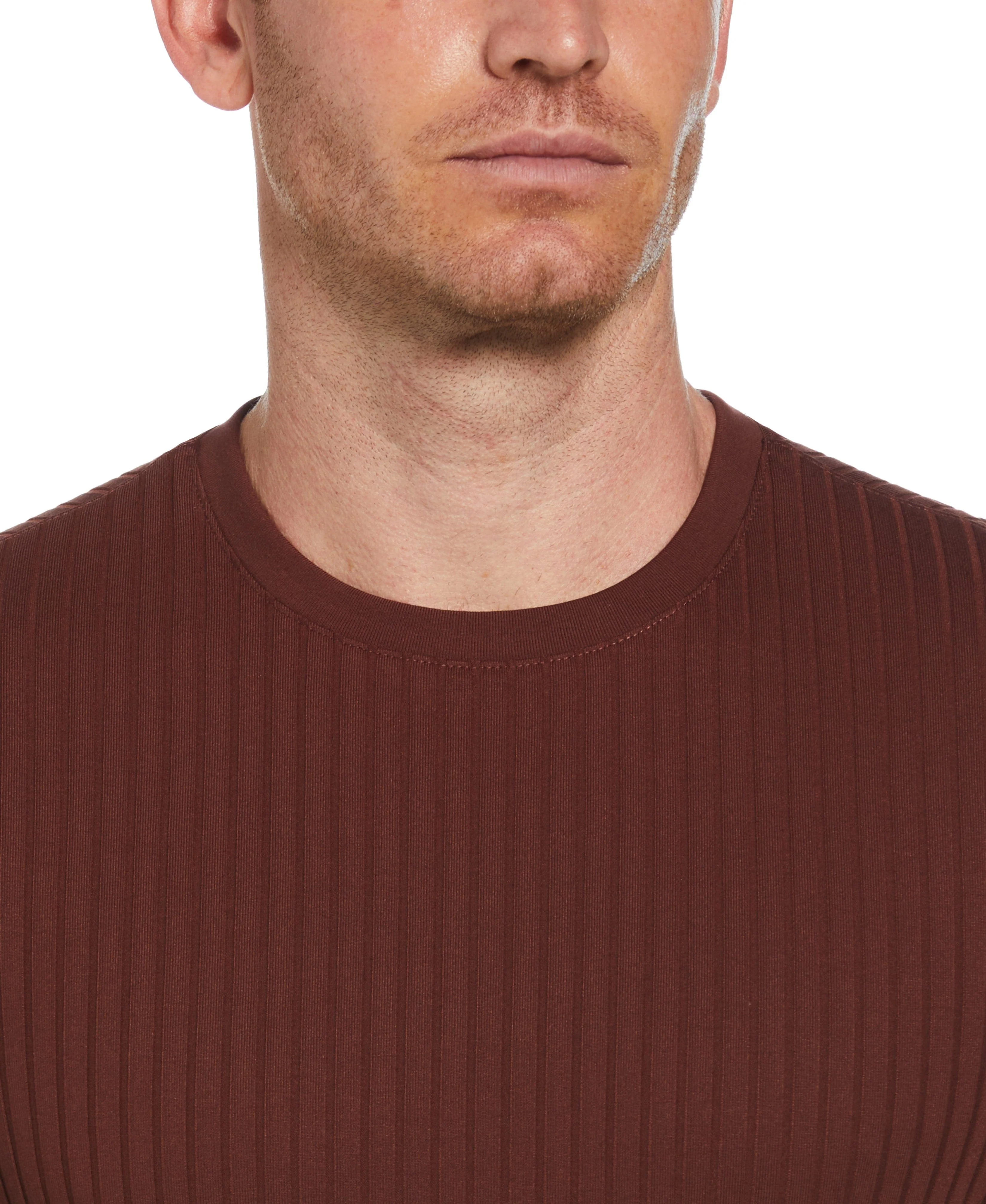Rib Knit Crew Neck Tee