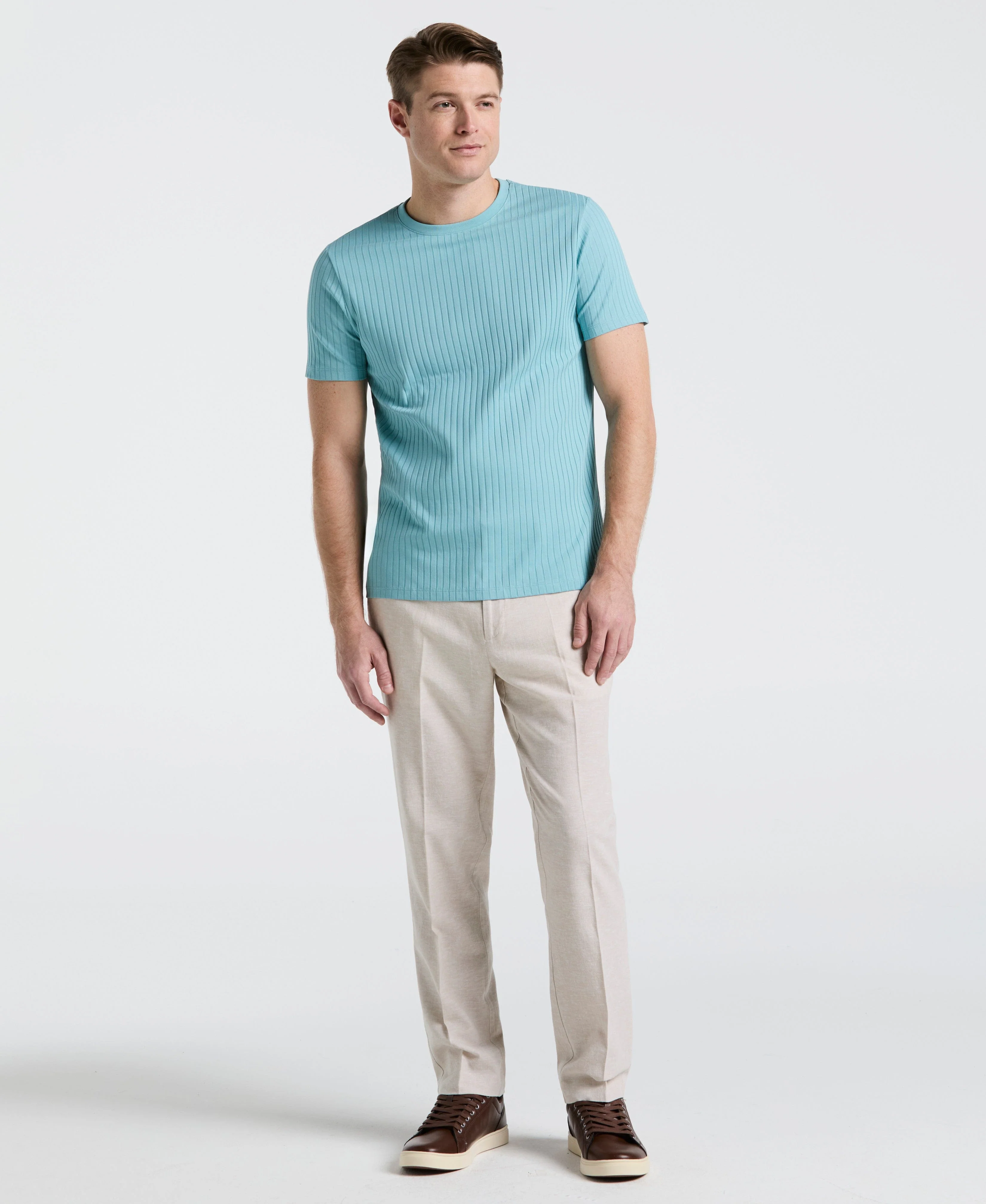 Rib Knit Crew Neck Tee