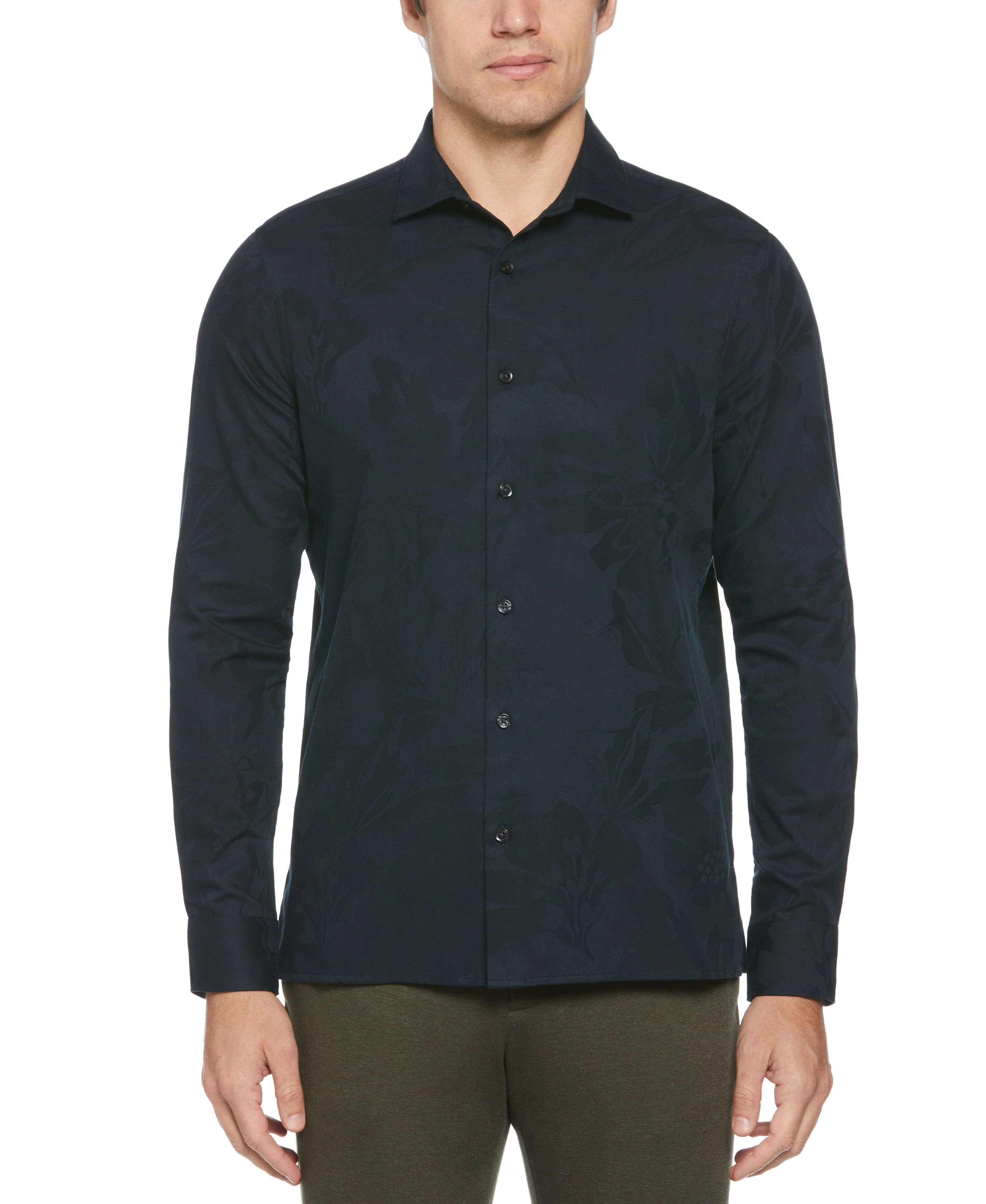 Tonal Floral Print Jacquard Shirt