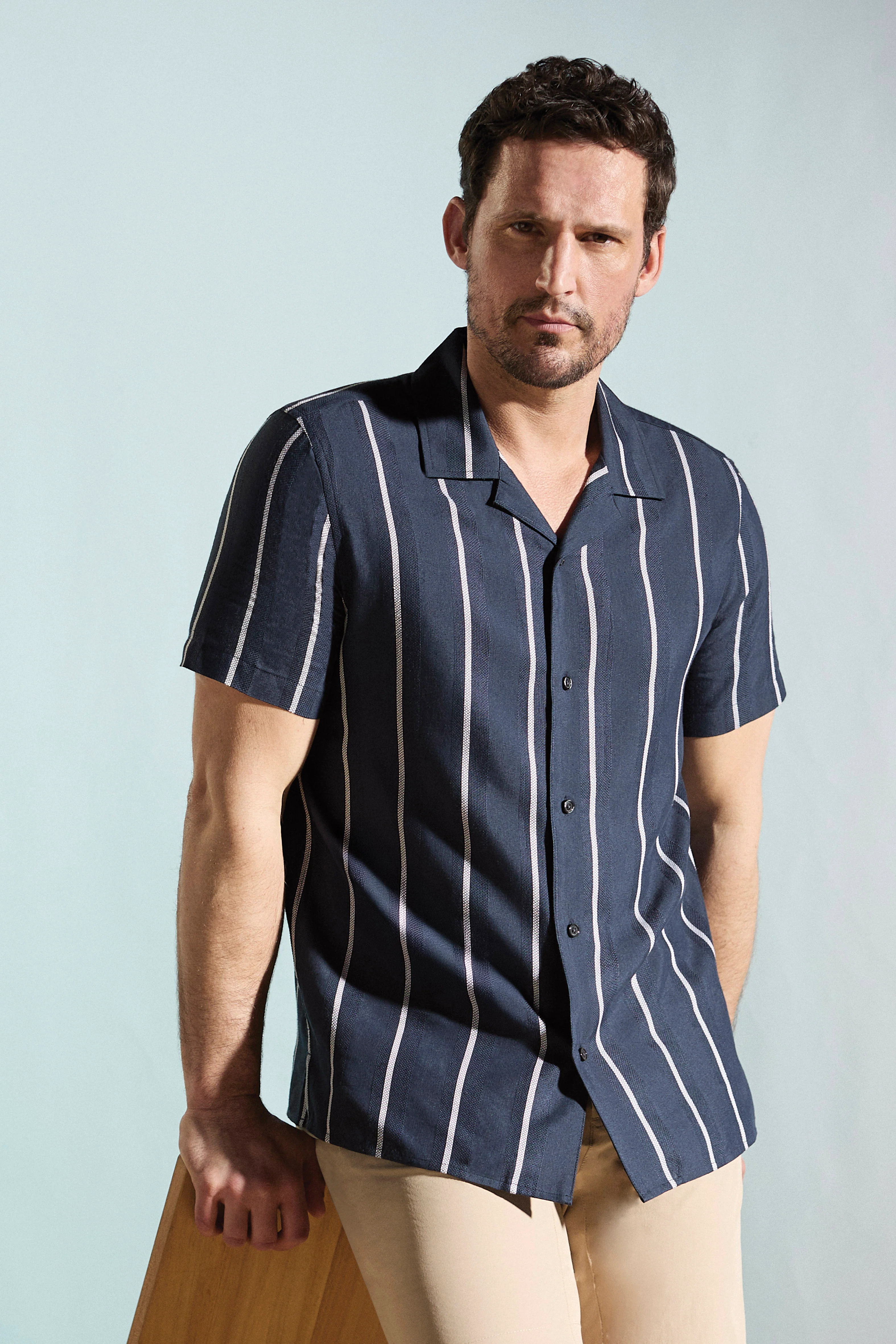 EcoVero™ Striped Camp Collar Shirt