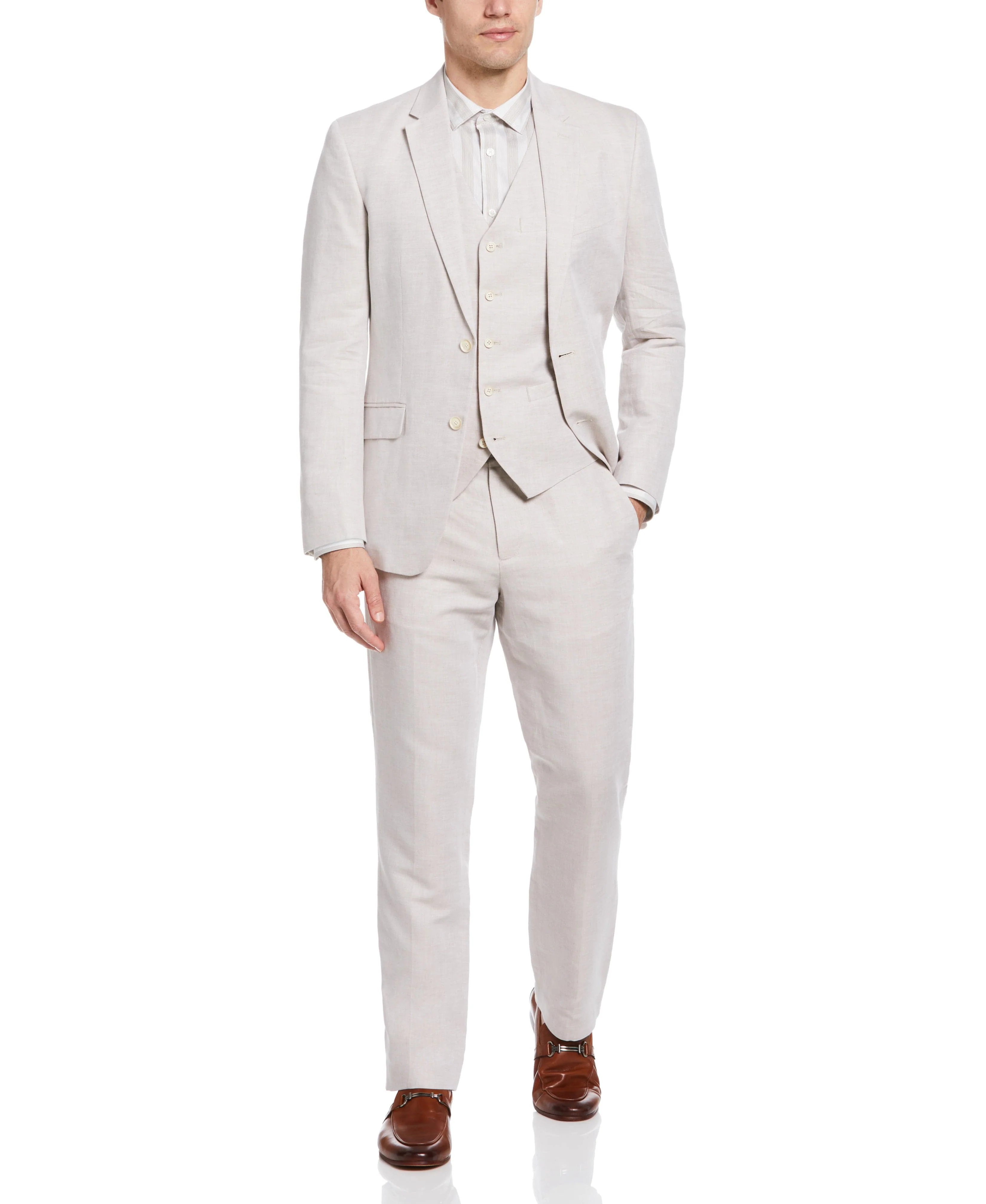 Linen Blend Solid Twill Suit Jacket