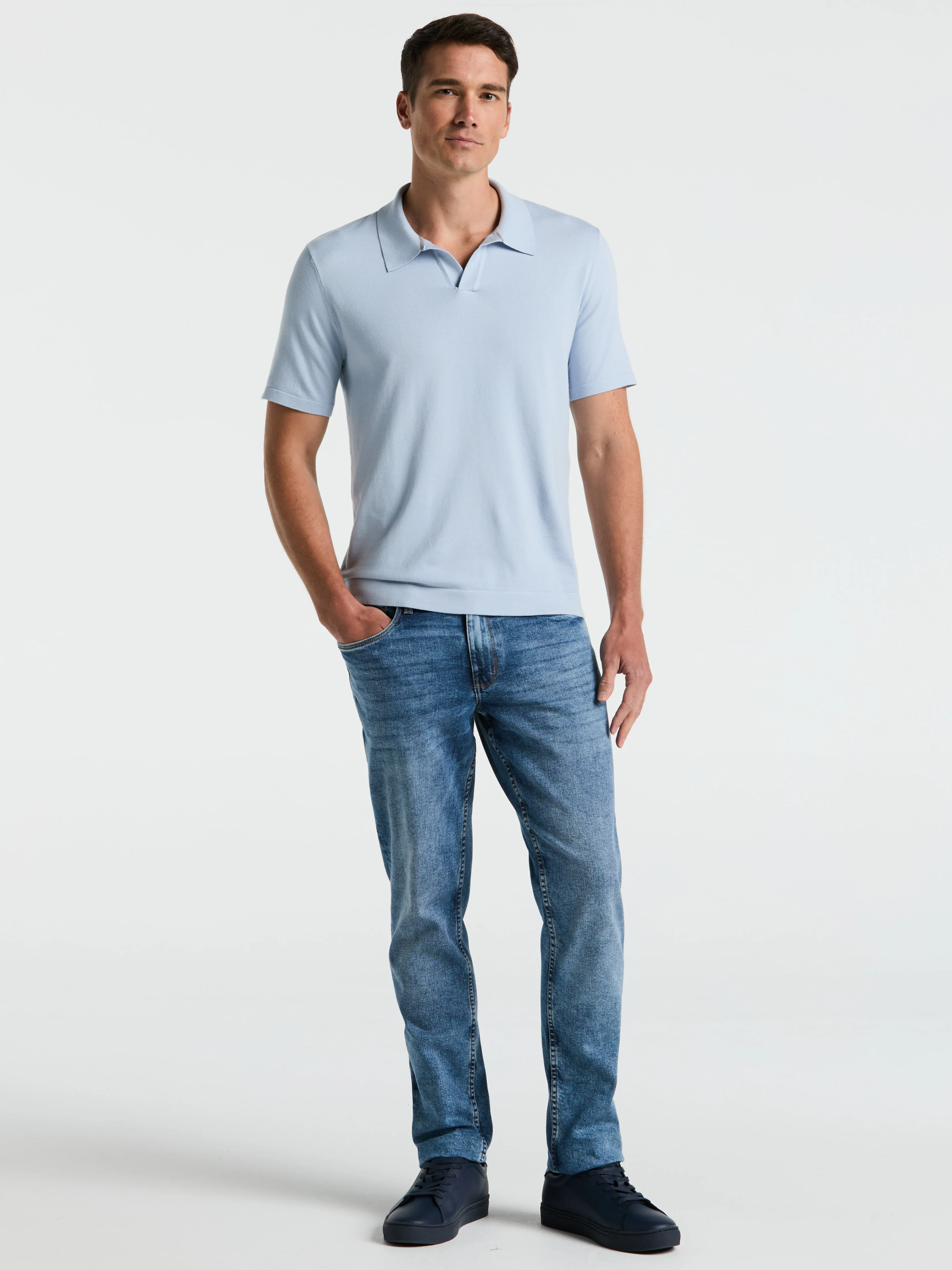 Tech Knit Open Polo Sweater