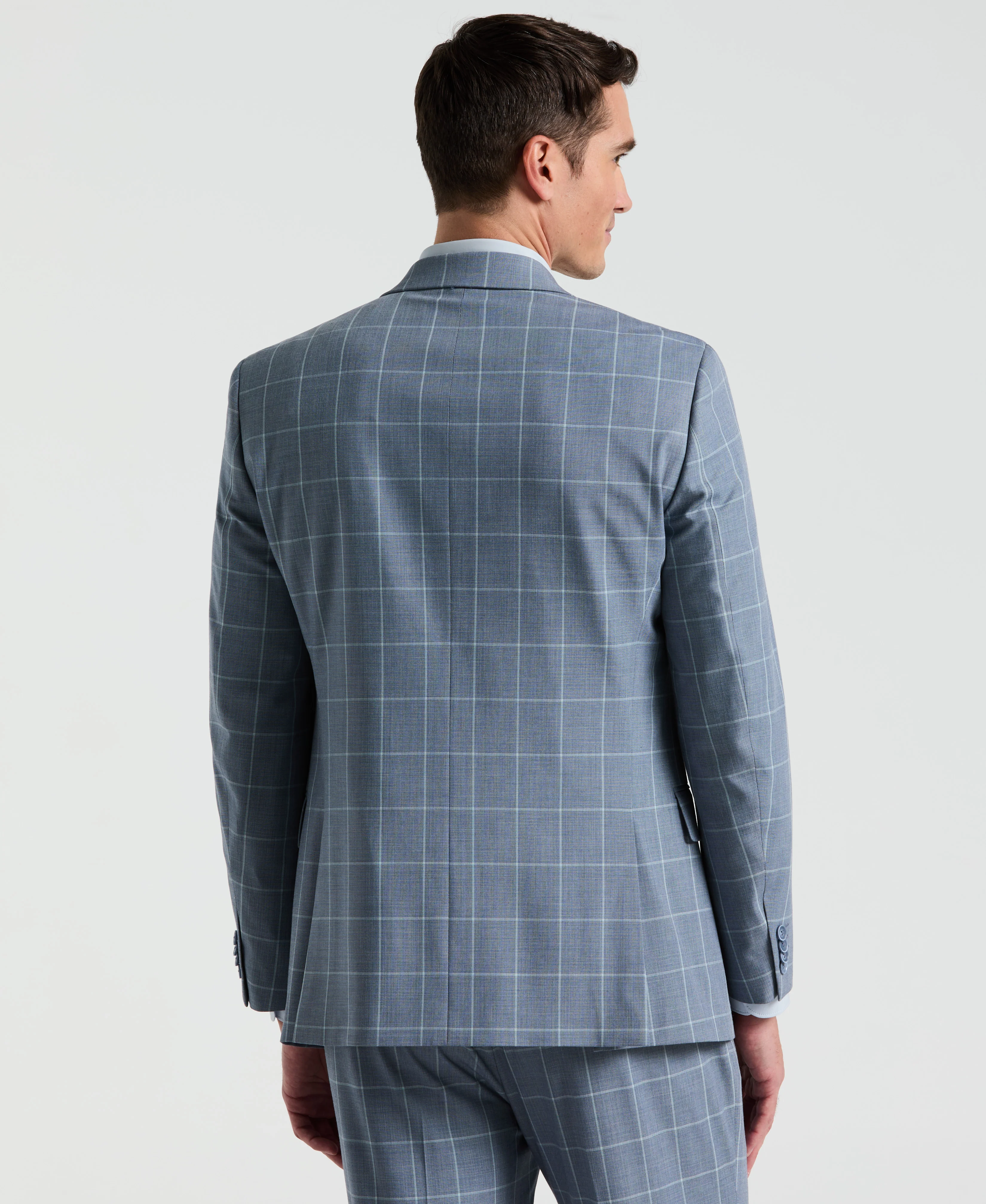 Slim Fit Windowpane Pattern Suit Jacket