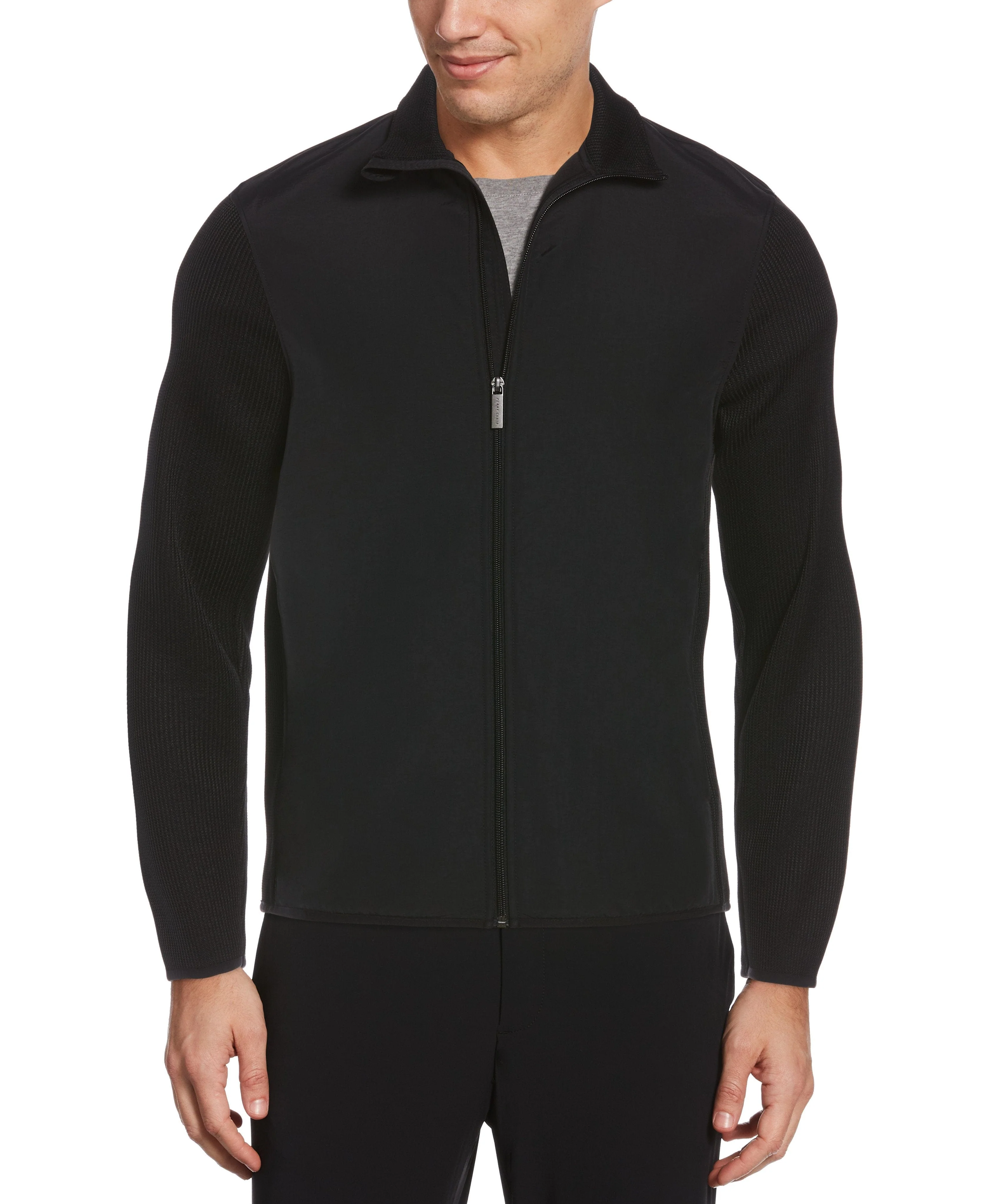 Solid Stretch Full-Zip Fleece Jacket