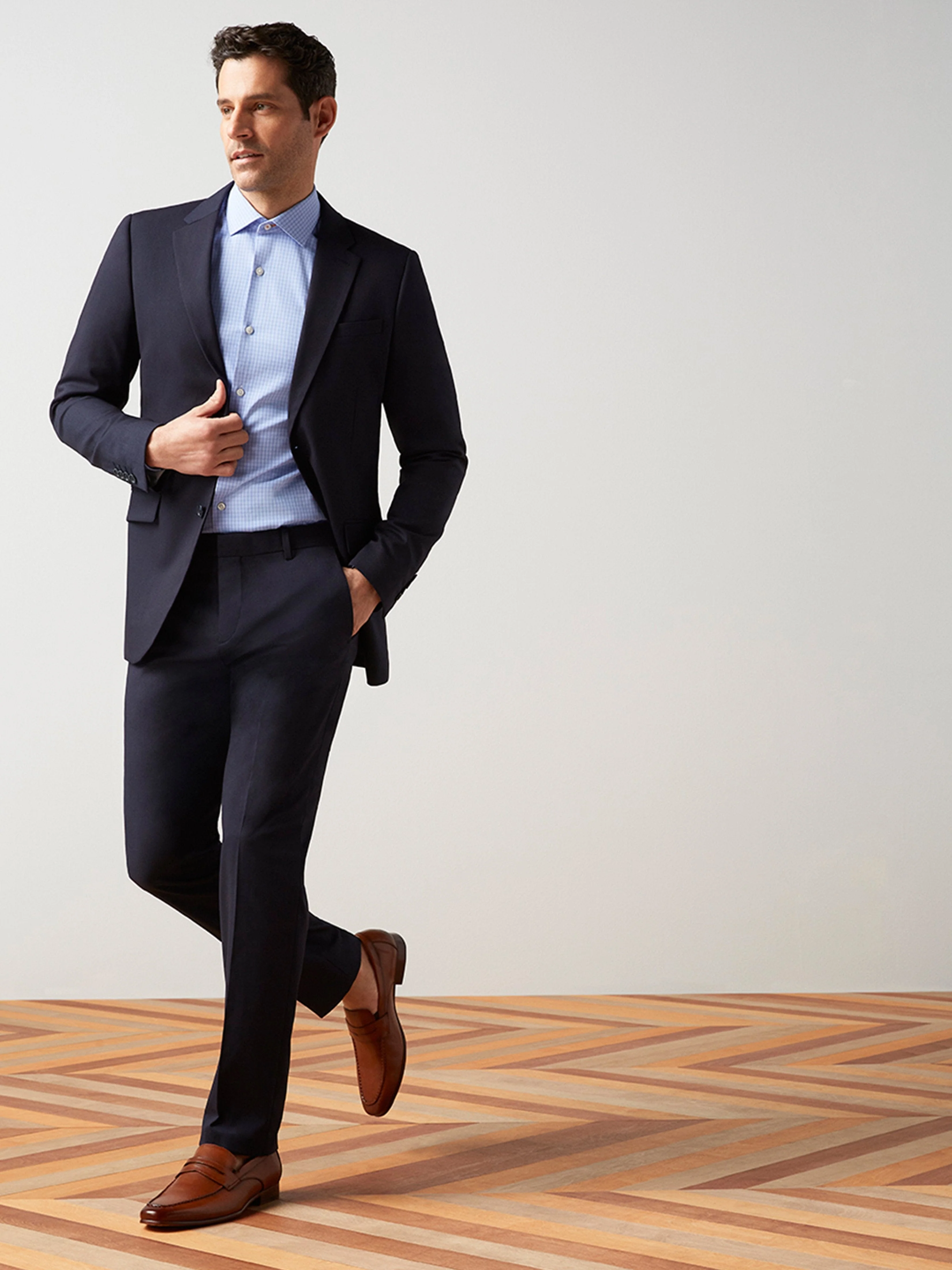 Slim Fit Blue Check Dress Shirt