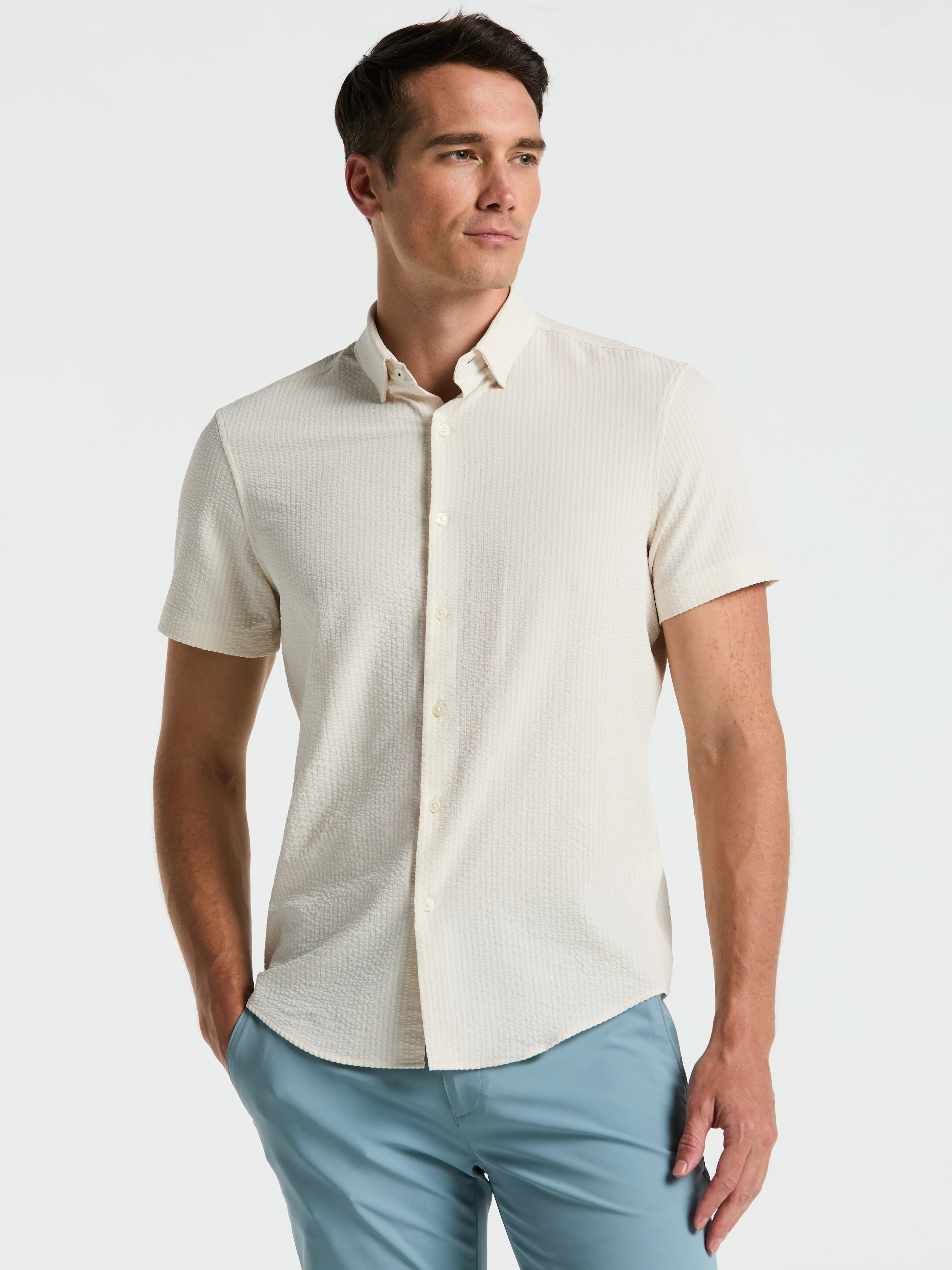 Stretch Seersucker Slim Fit Shirt
