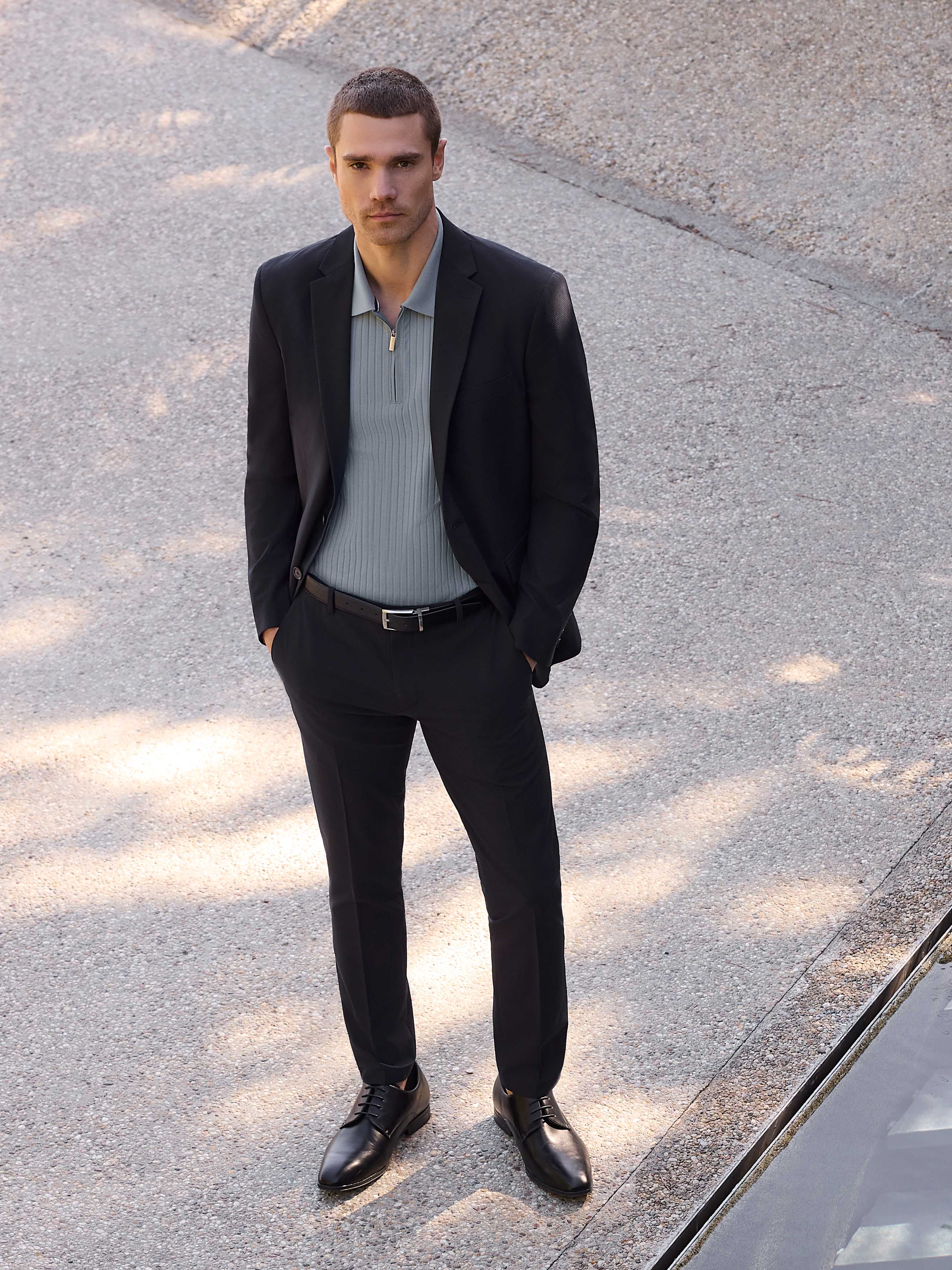 Slim Fit Micro Check Suit Jacket