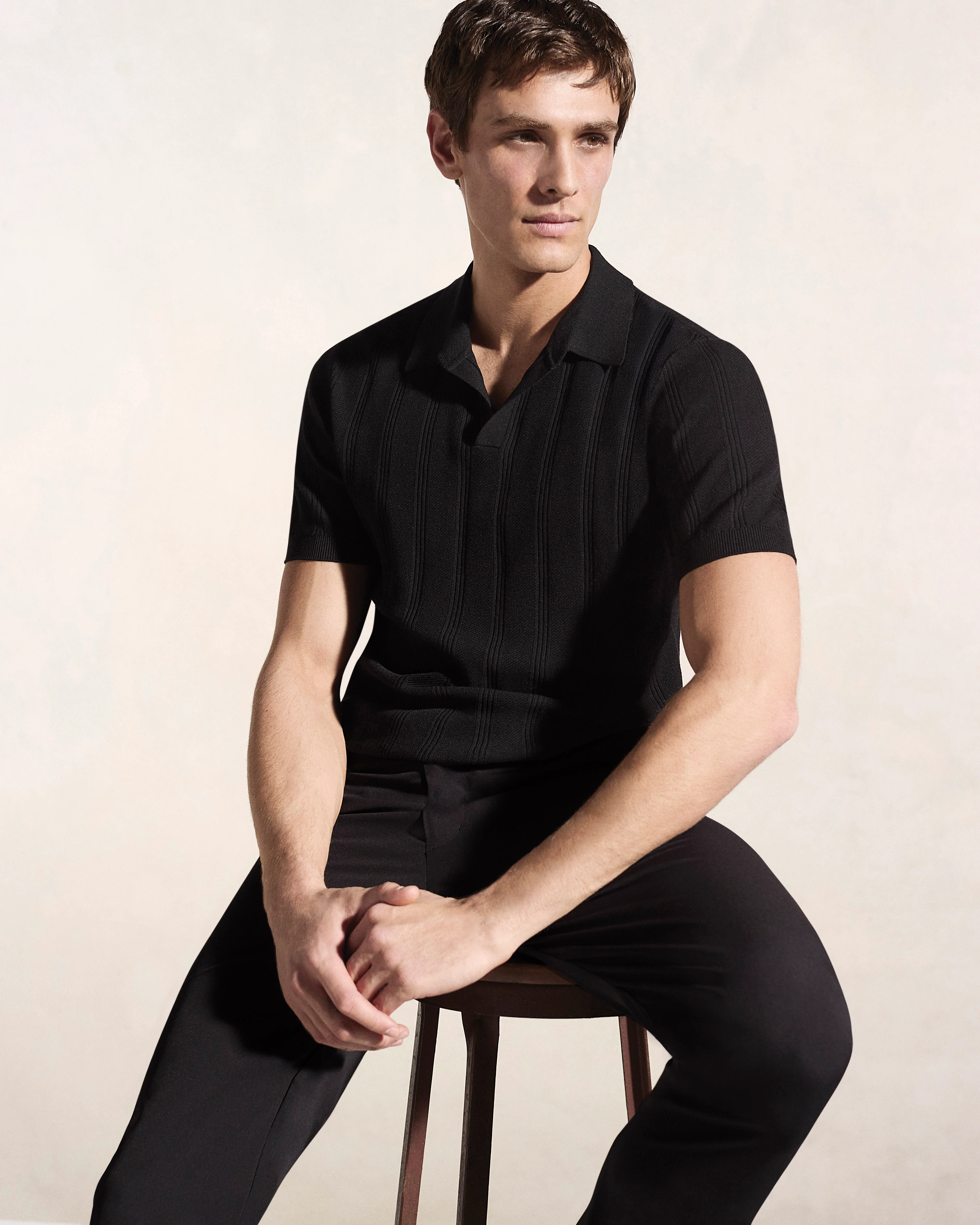 Mesh Stripe Sweater Polo