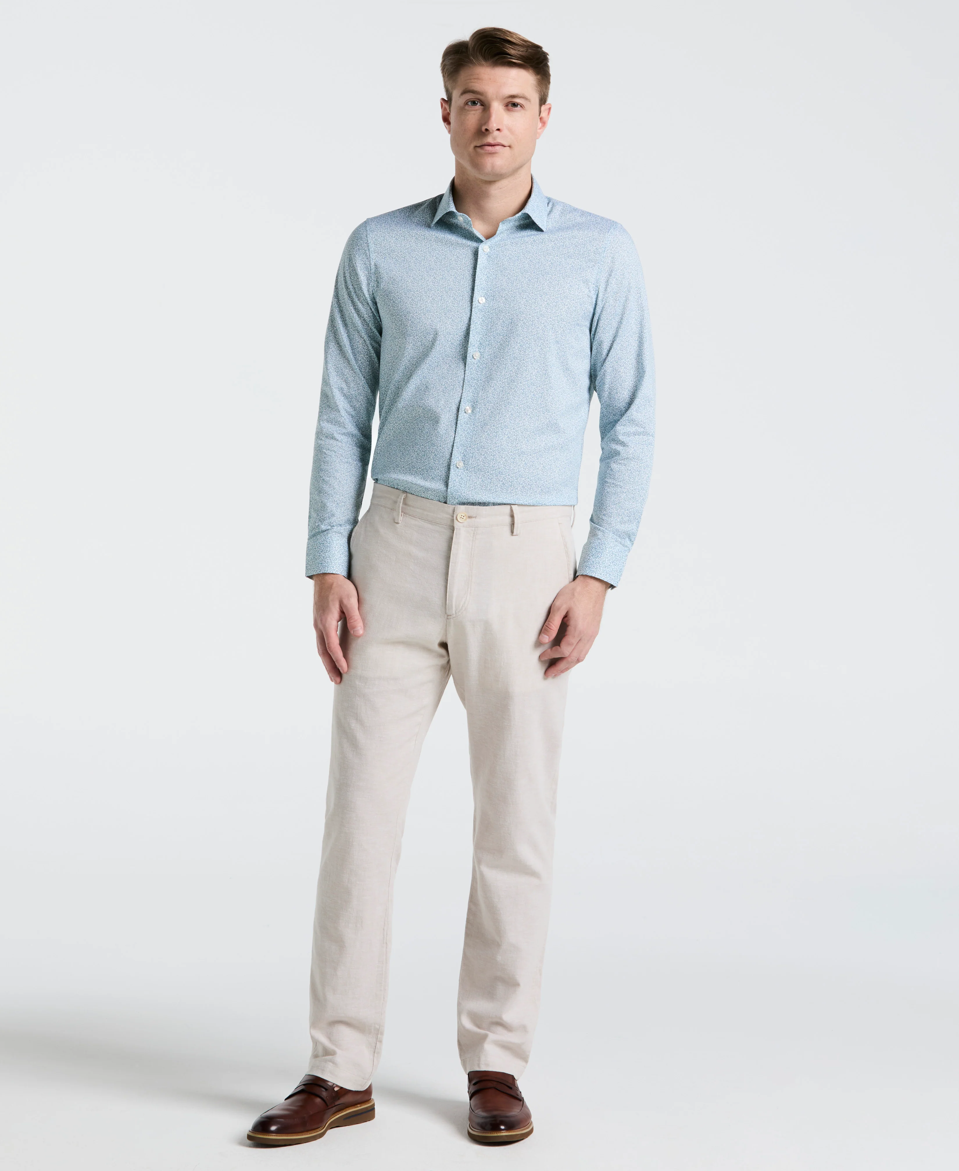 Stretch Floral Print Dress Shirt