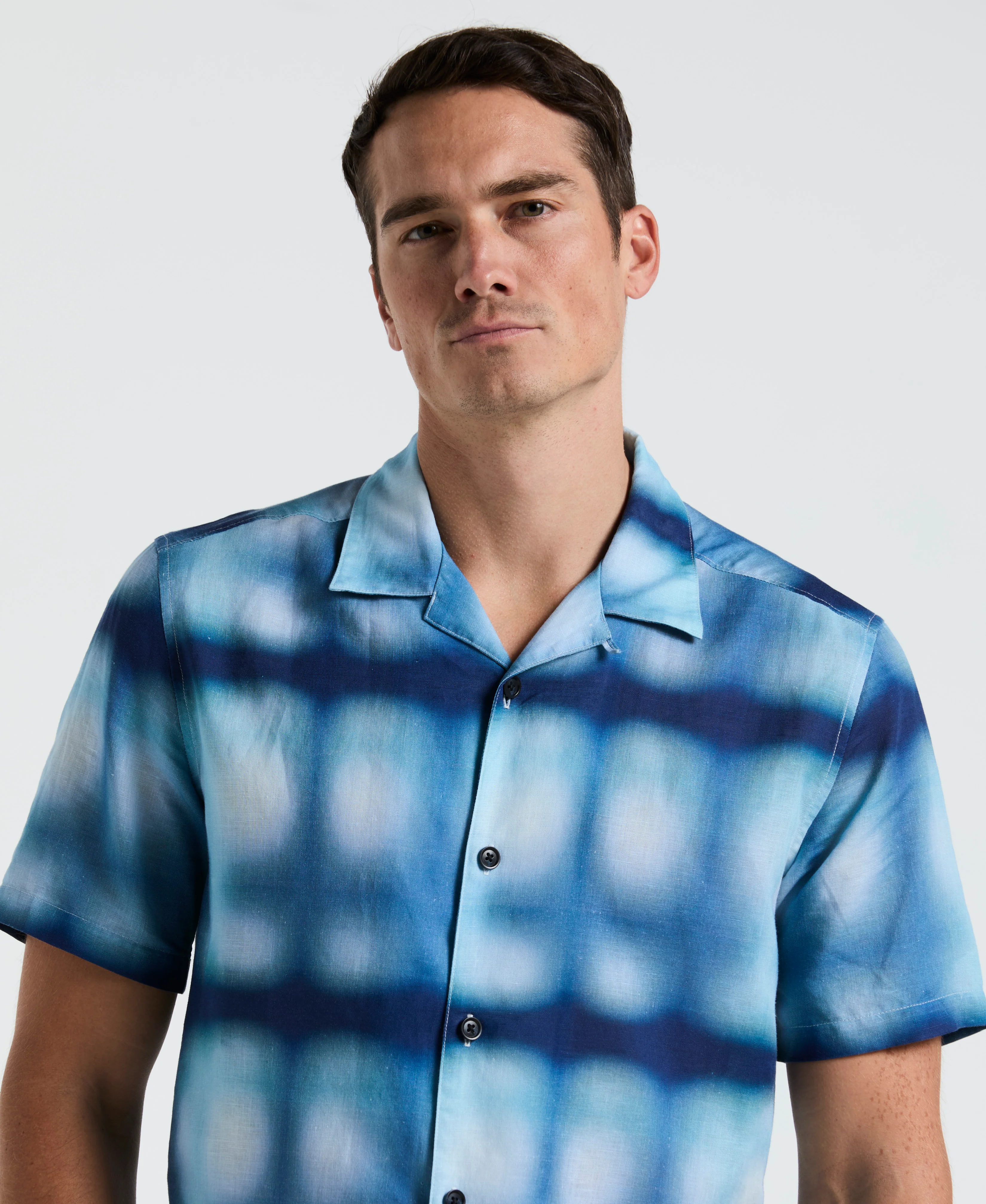 Linen Slub Plaid Print Shirt