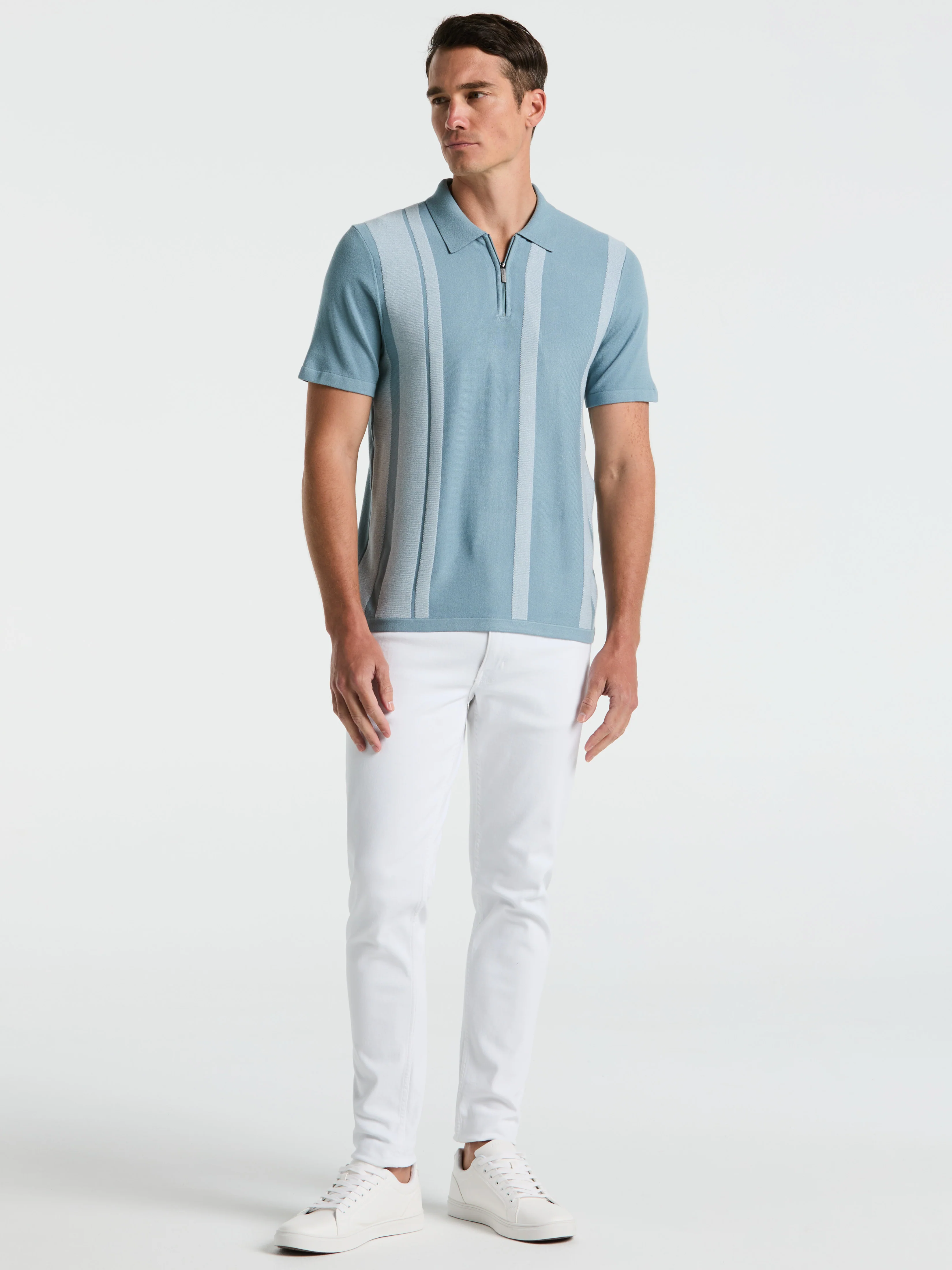 Short Sleeve Tech Stretch Zip Polo