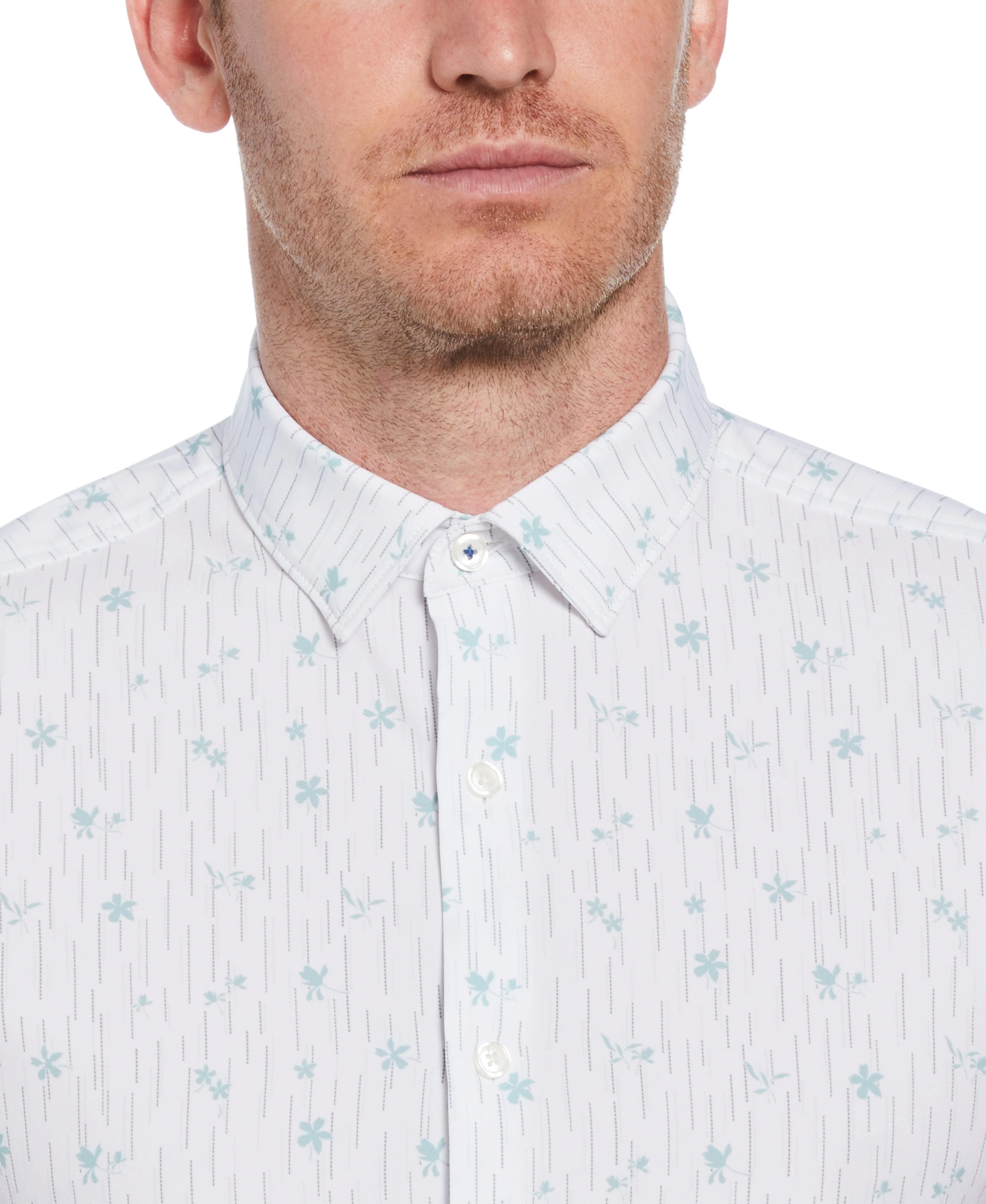 Slim Fit Line Floral Print Shirt