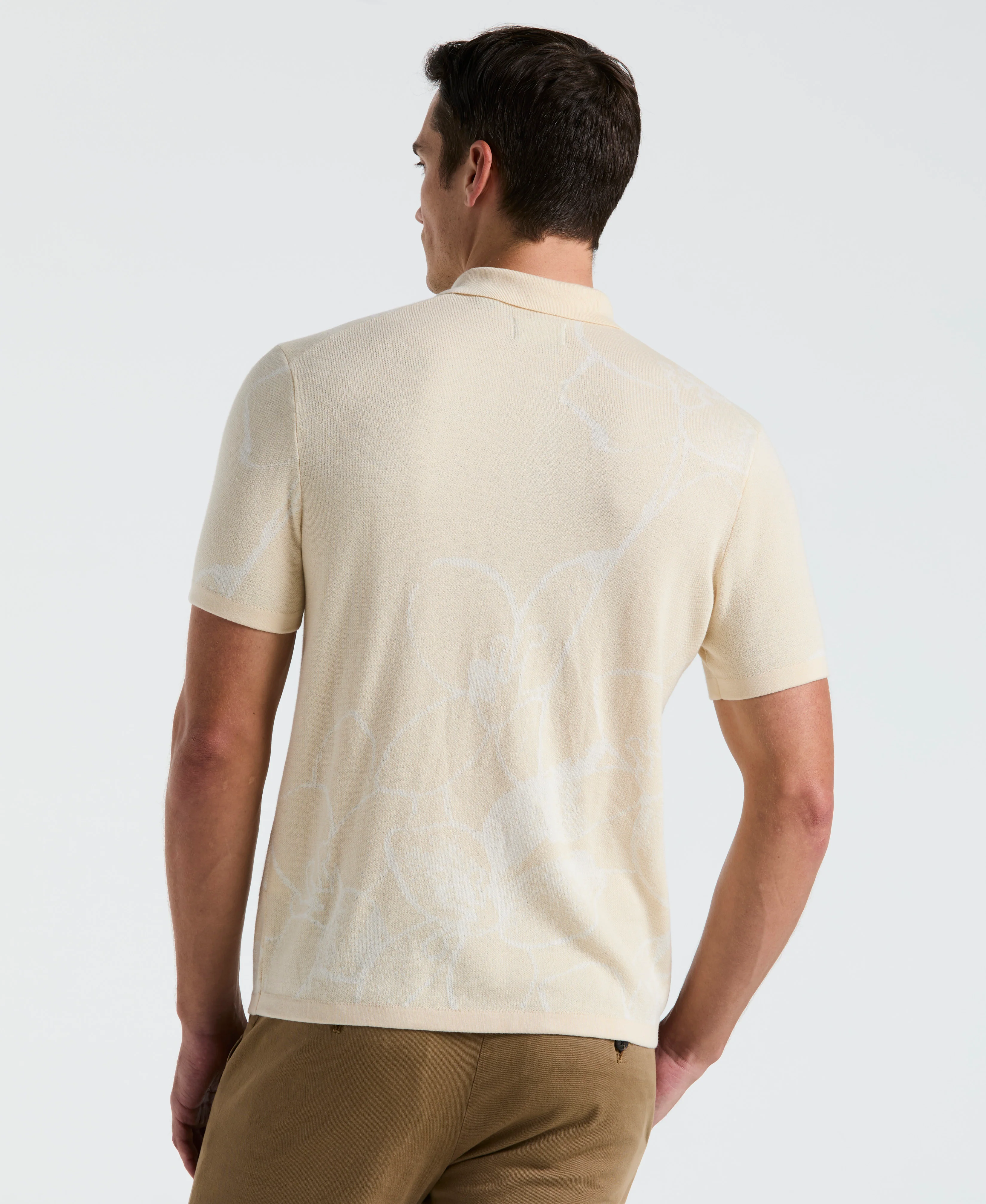 Flower Jacquard Polo Sweater