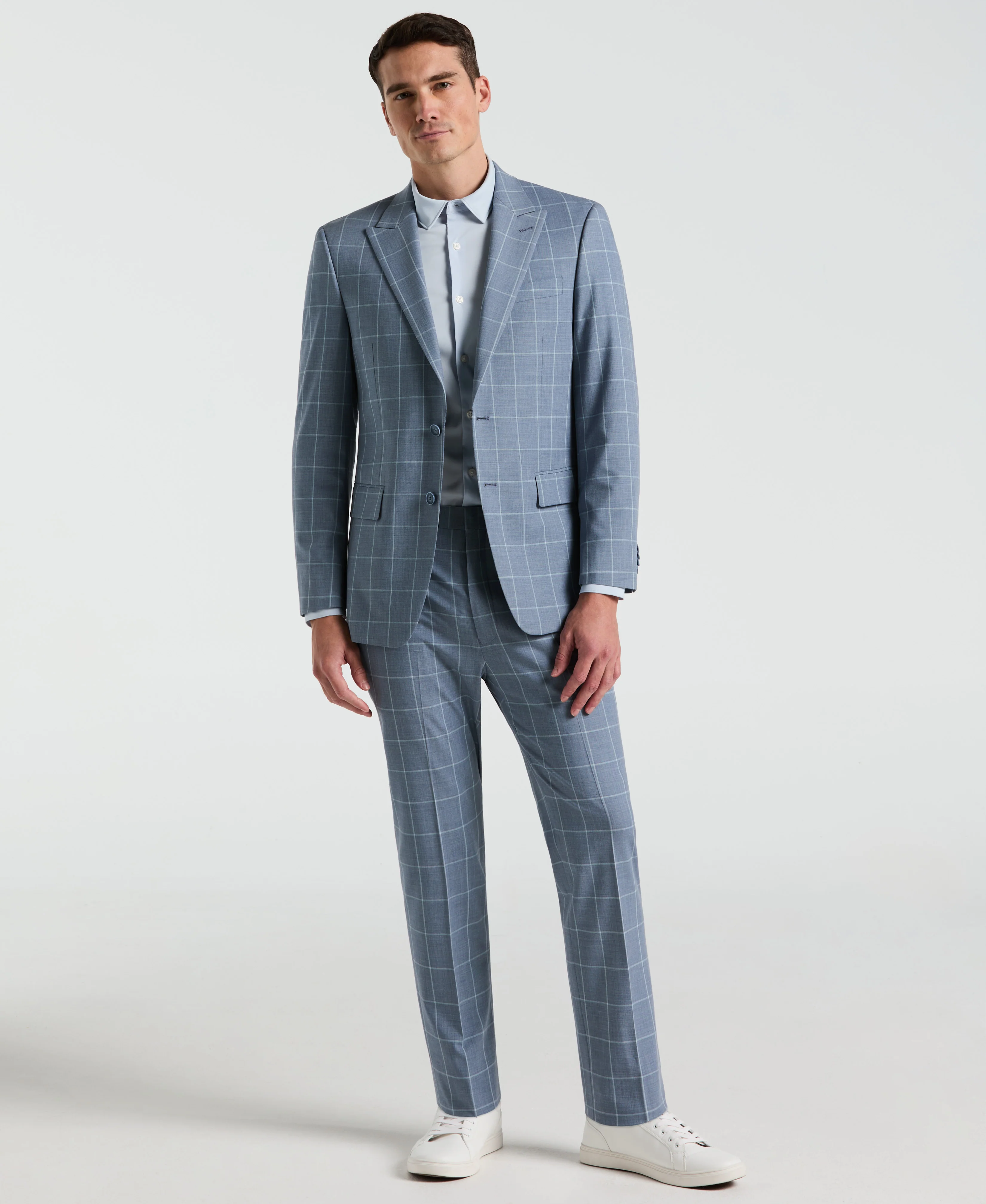 Slim Fit Windowpane Pattern Suit Pant