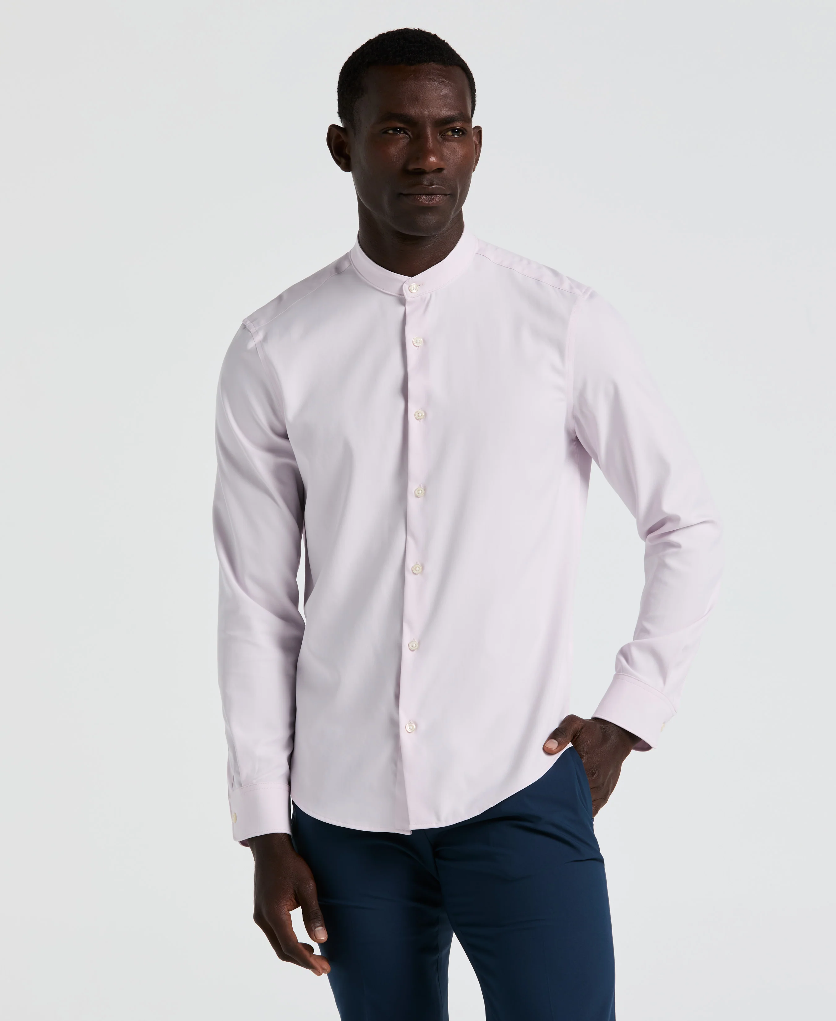 Untucked Total Stretch Slim Fit Banded Collar Shirt