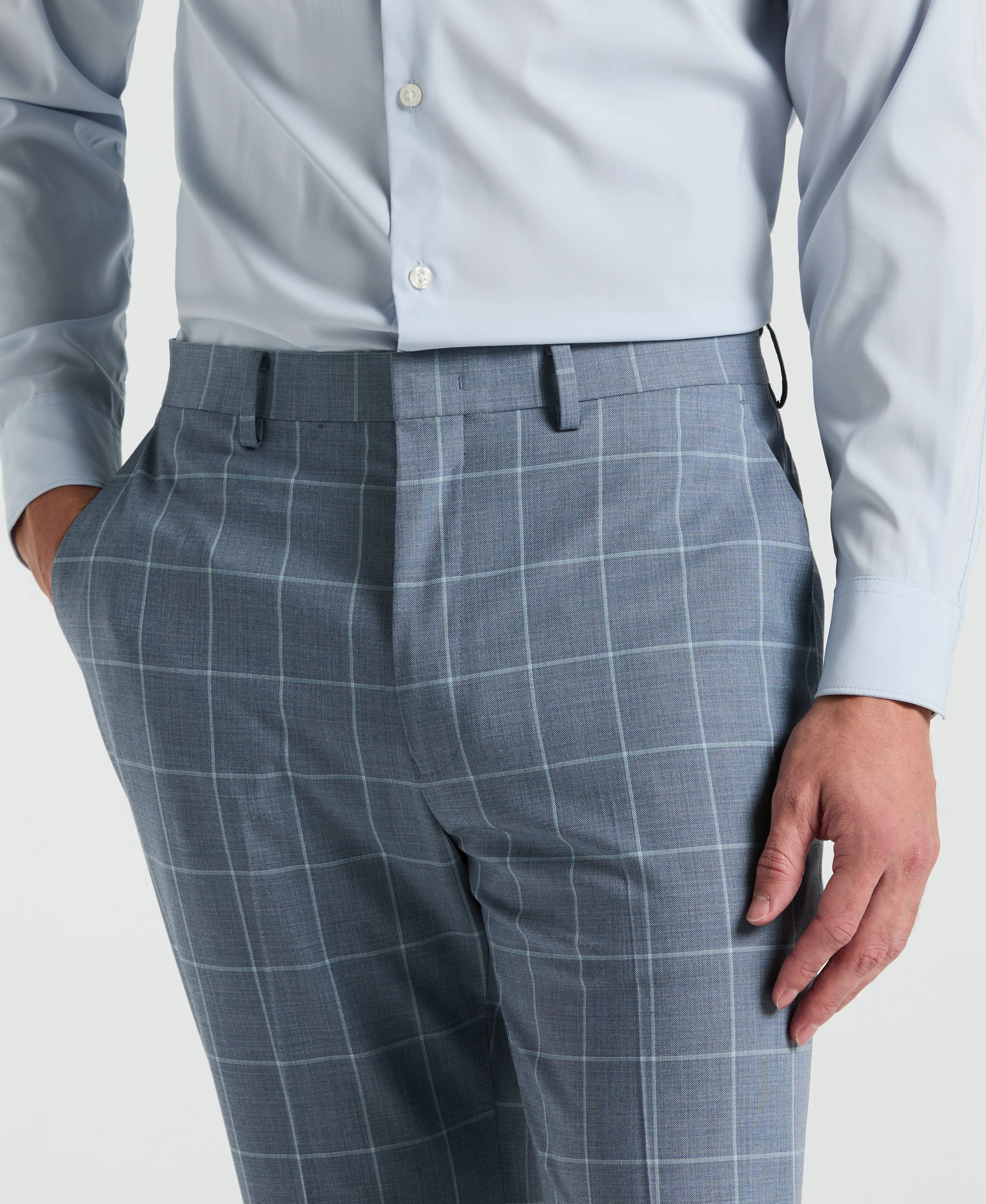 Slim Fit Windowpane Pattern Suit Pant