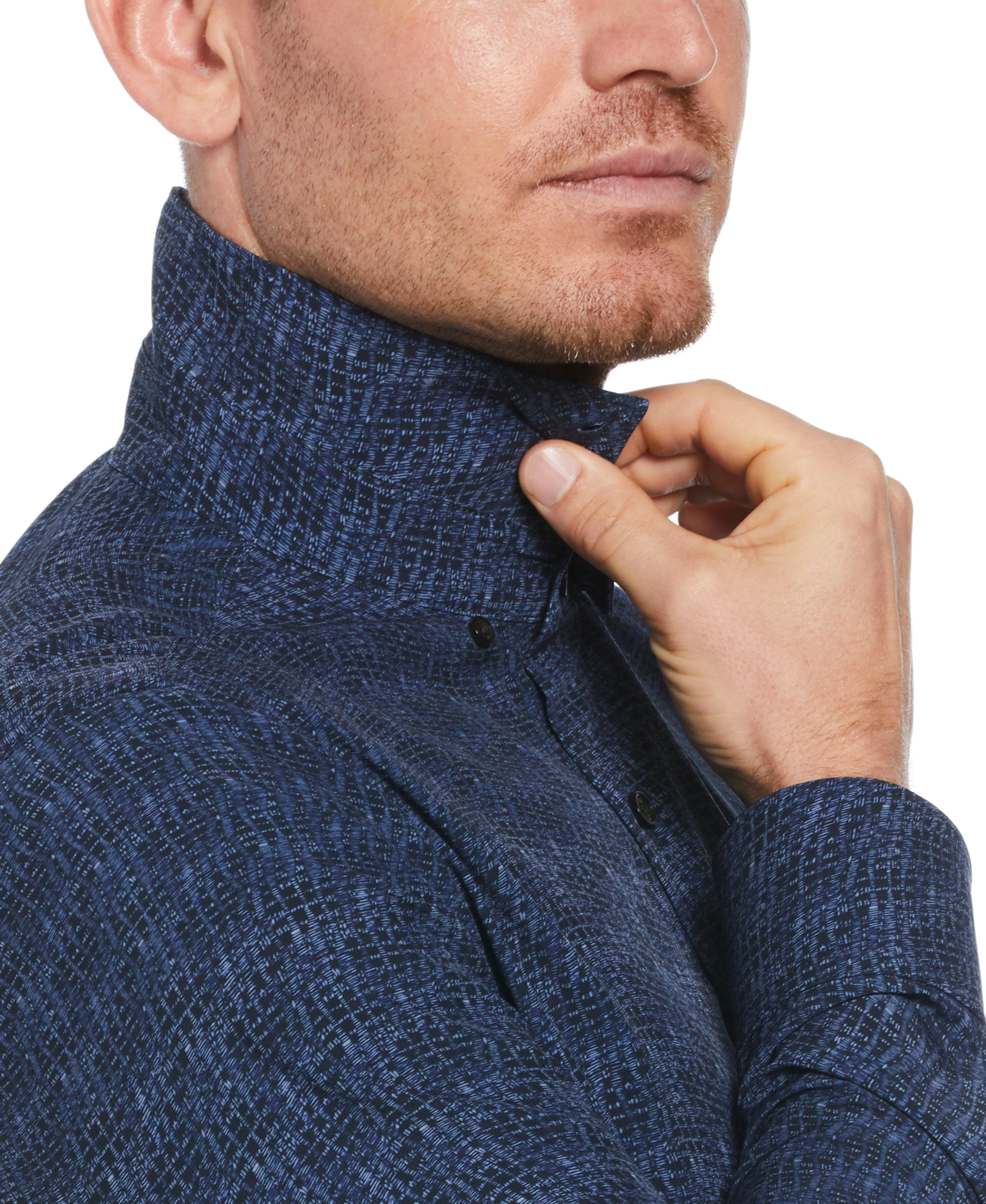 Tua X Perry Ellis Collaboration Textured Wavy Print Shirt