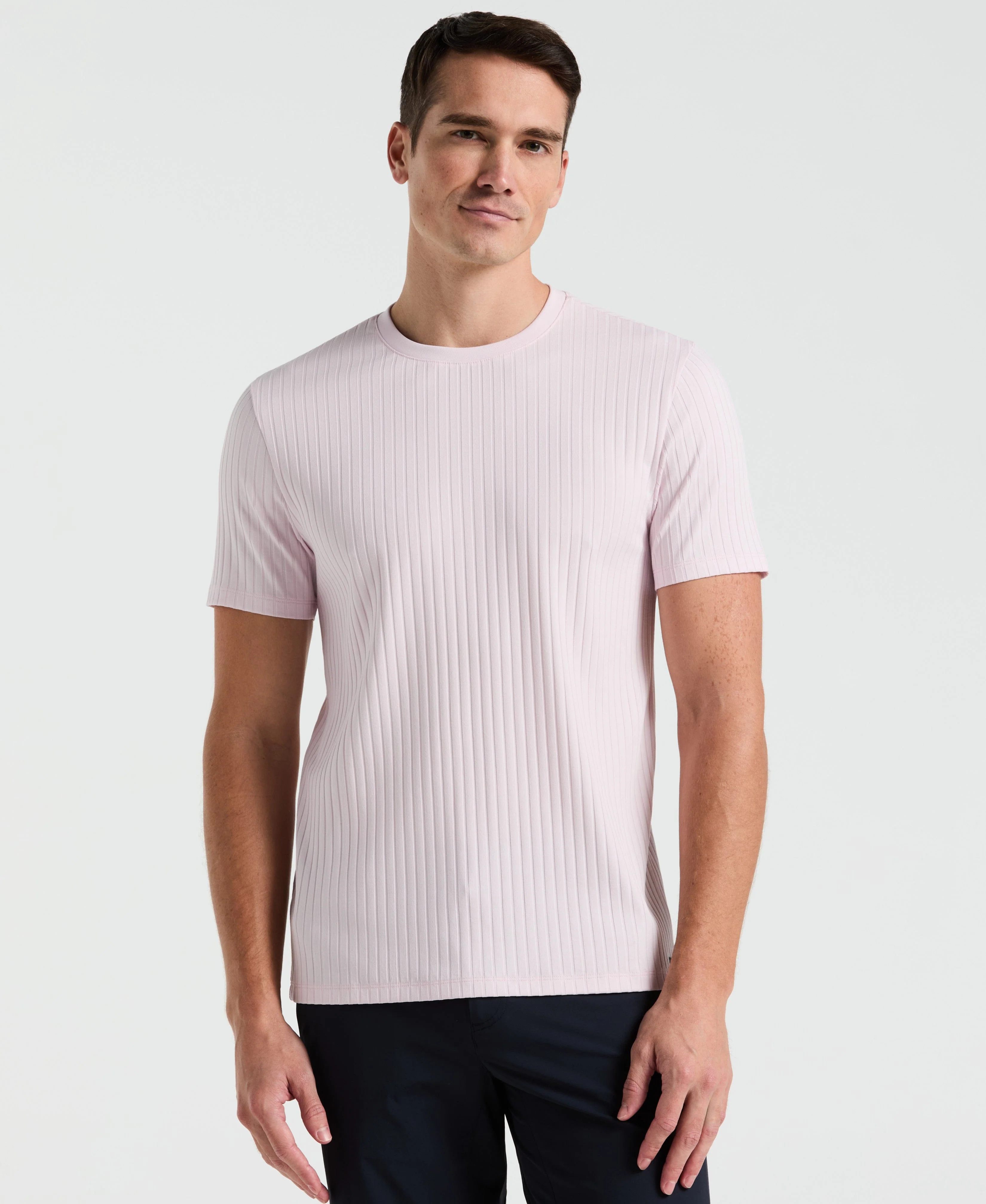 Rib Knit Crew Neck Tee