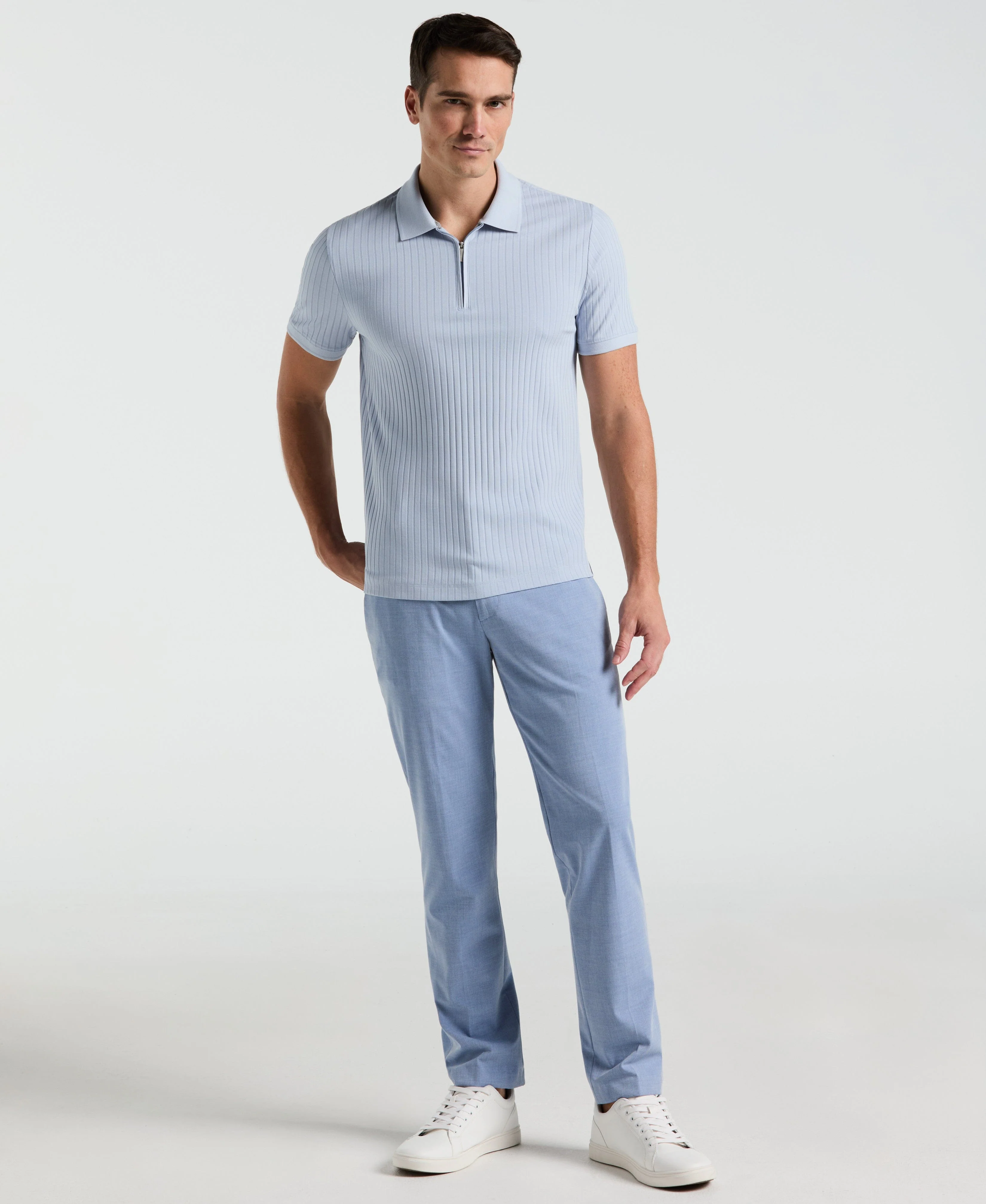 Ribbed Quarter Zip Polo