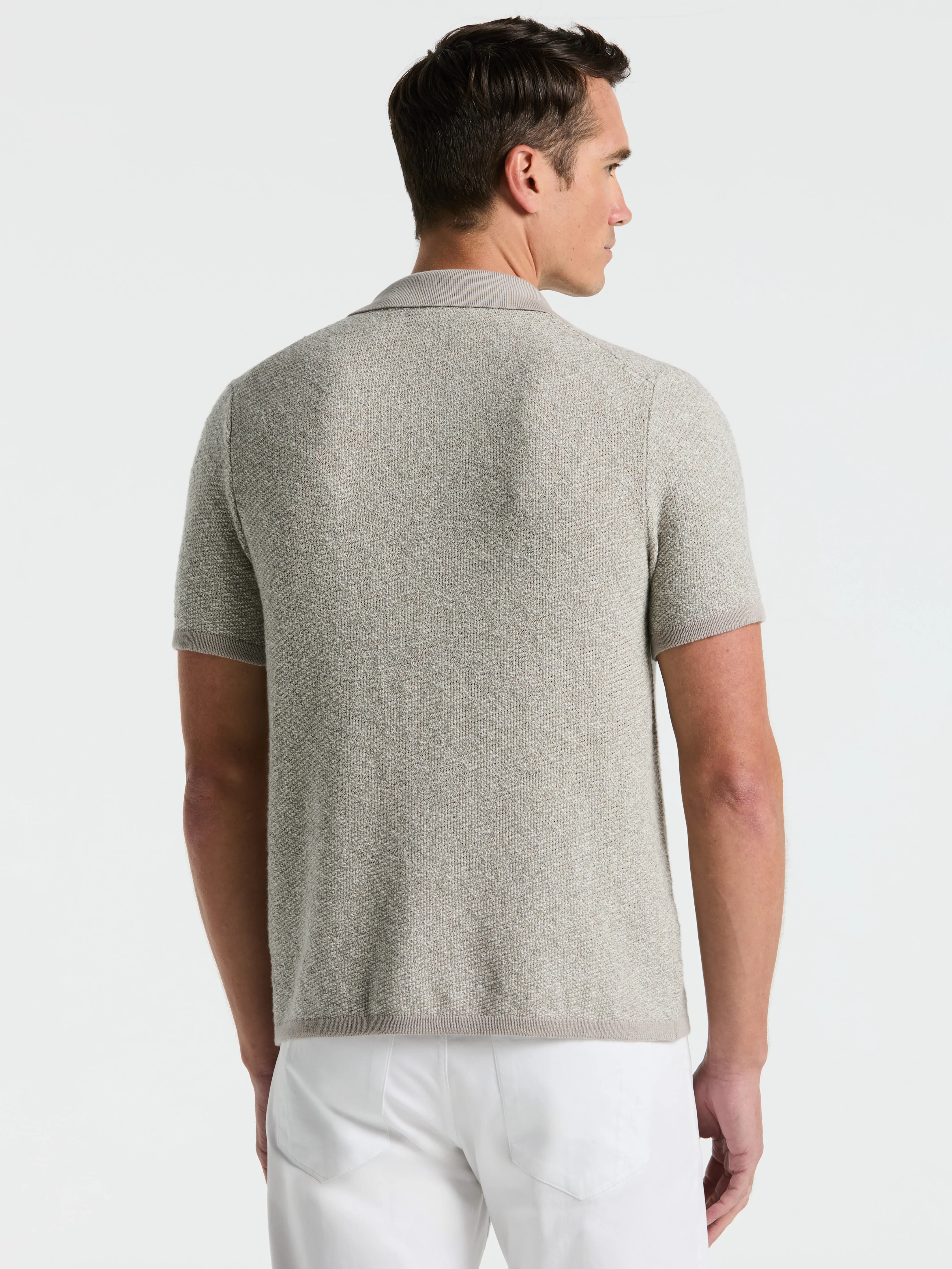 Two Tone Button Front Polo Sweater