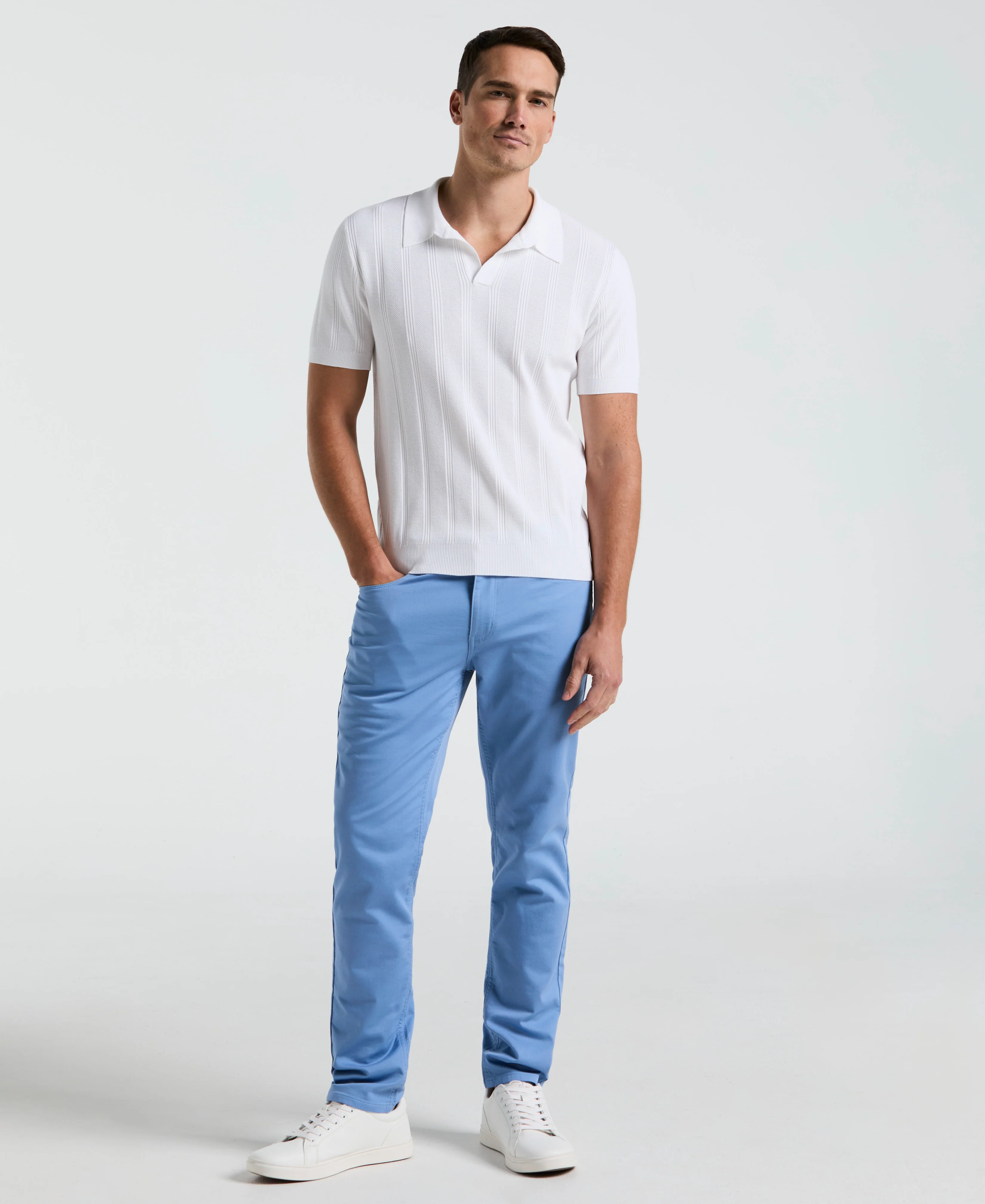 Mesh Stripe Sweater Polo