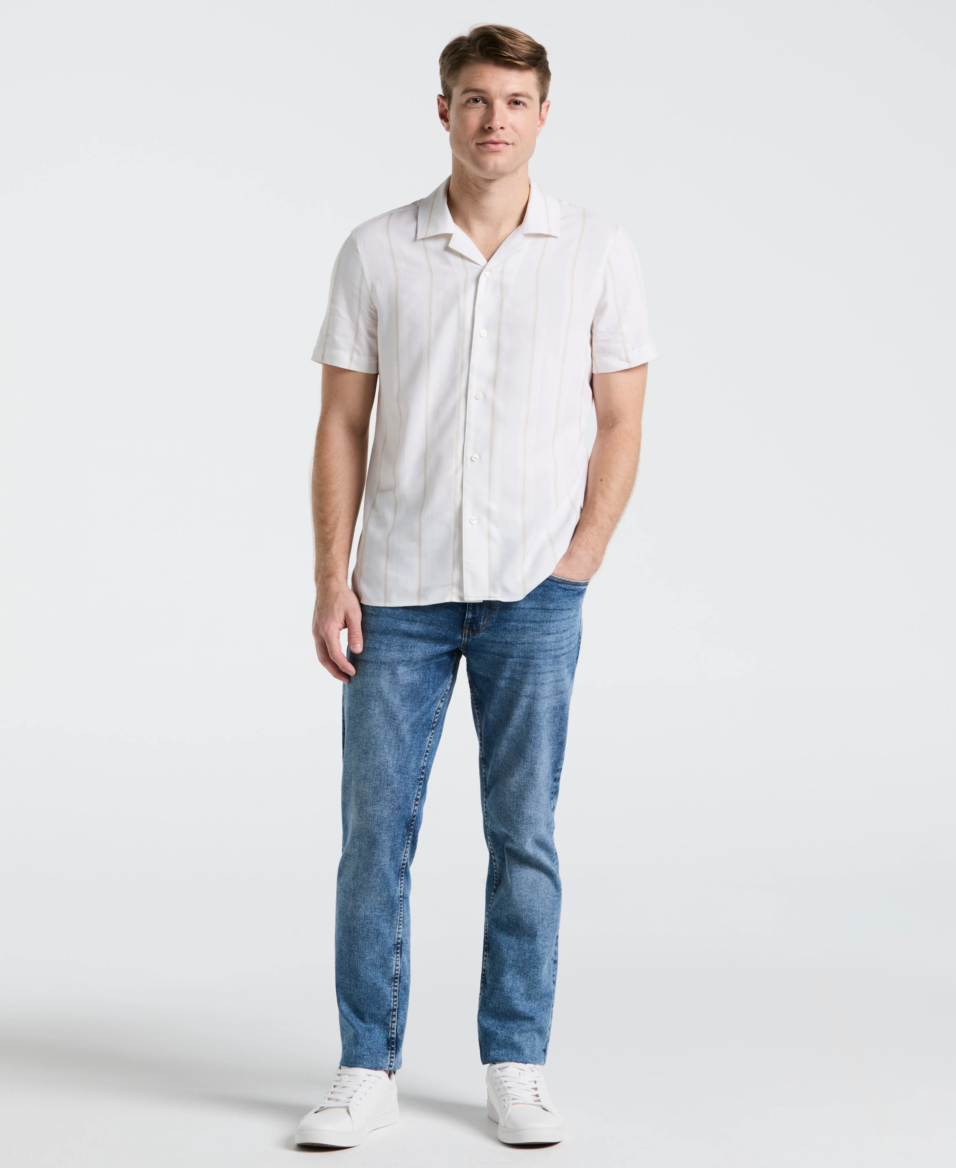 EcoVero™ Striped Camp Collar Shirt